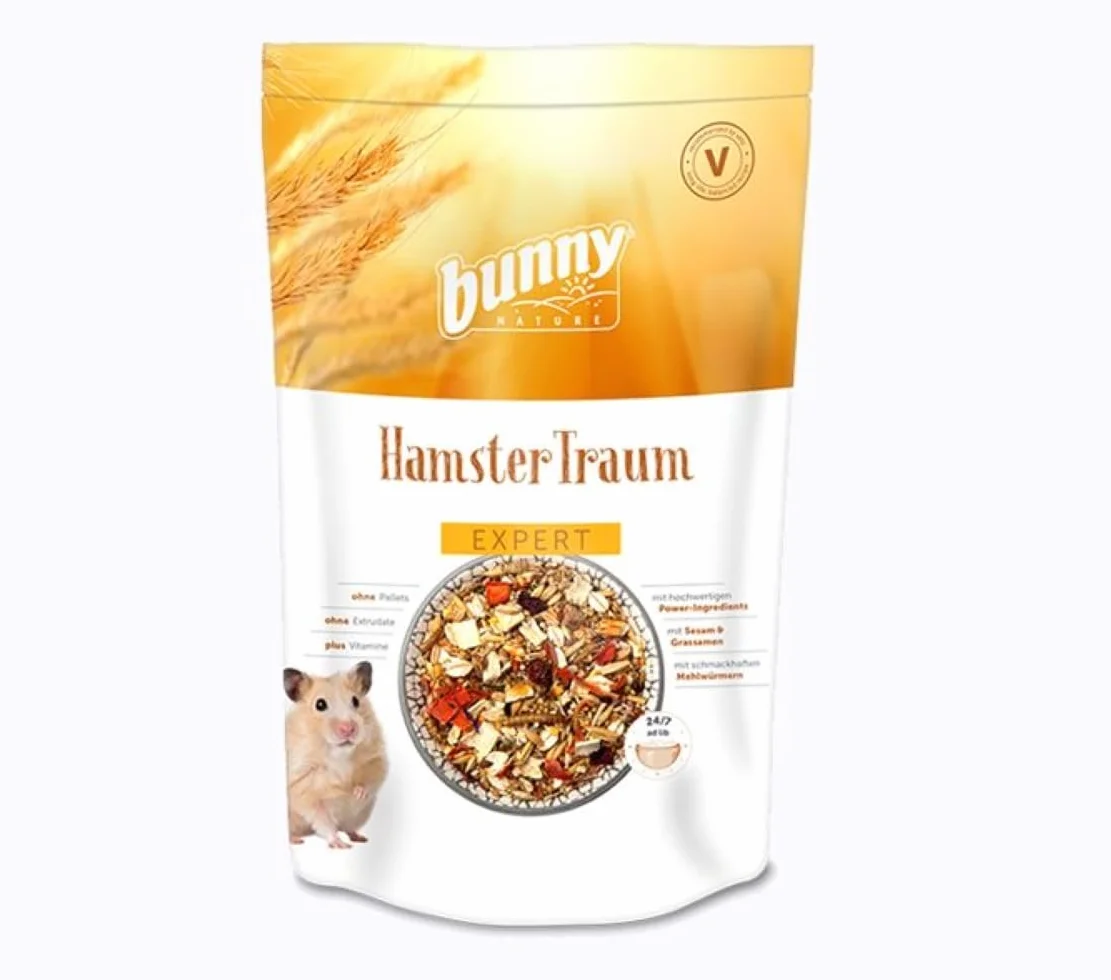 bunnyNature HamsterTraum Expert Mangime completo per criceti con sesamo, semi di erba e vermi di farina