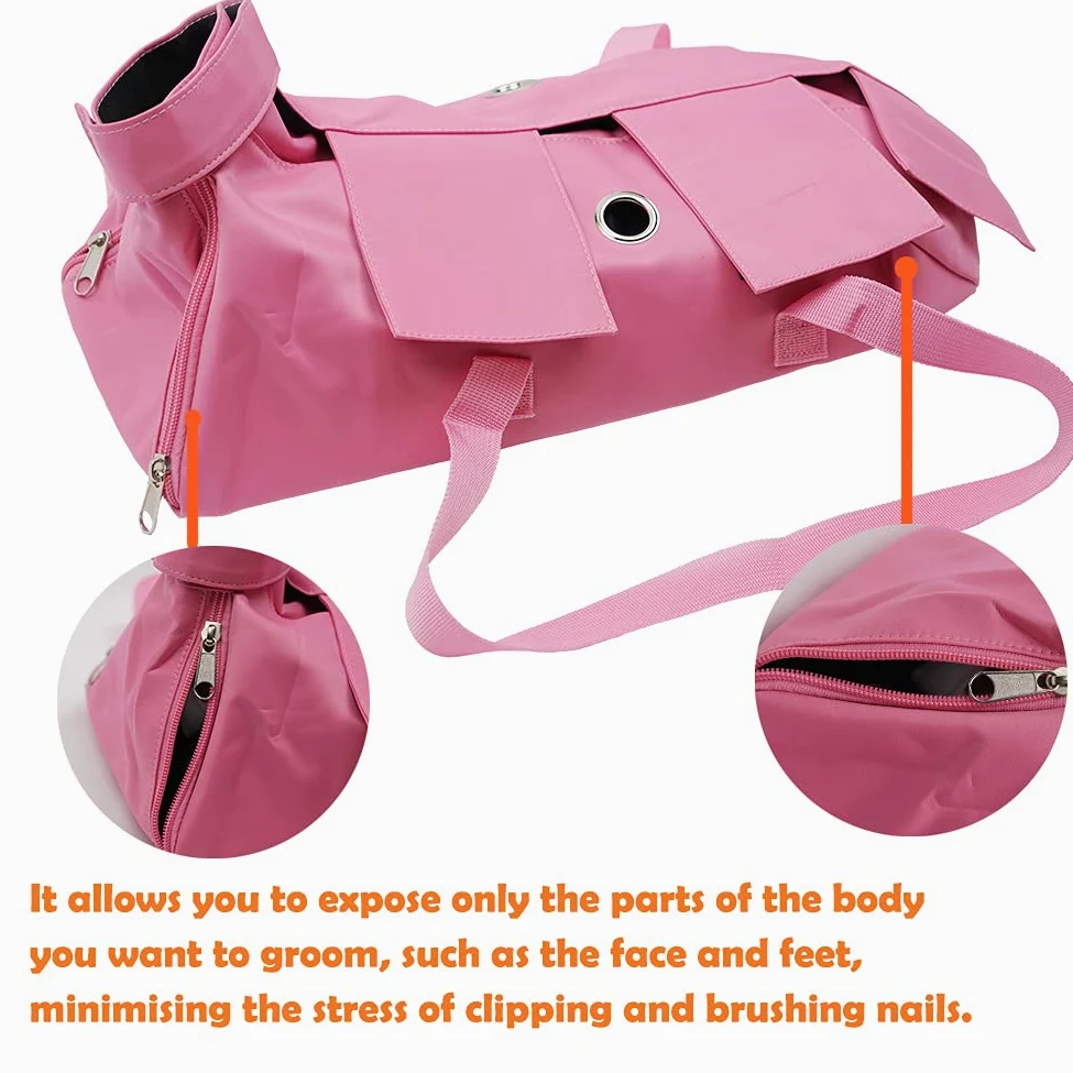 Kukaster - Borsa per la cura degli artigli e delle unghie, per la cura degli artigli, anti-graffio, per esami medici di gatti (rosa-m)