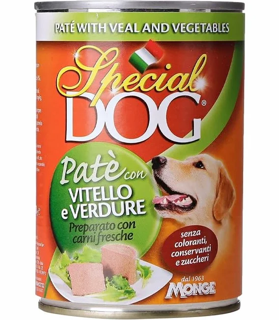 MONGE SPECIAL DOG PATE' 12x400g Carne Vitello Verdure Dla Dorosłych Psów