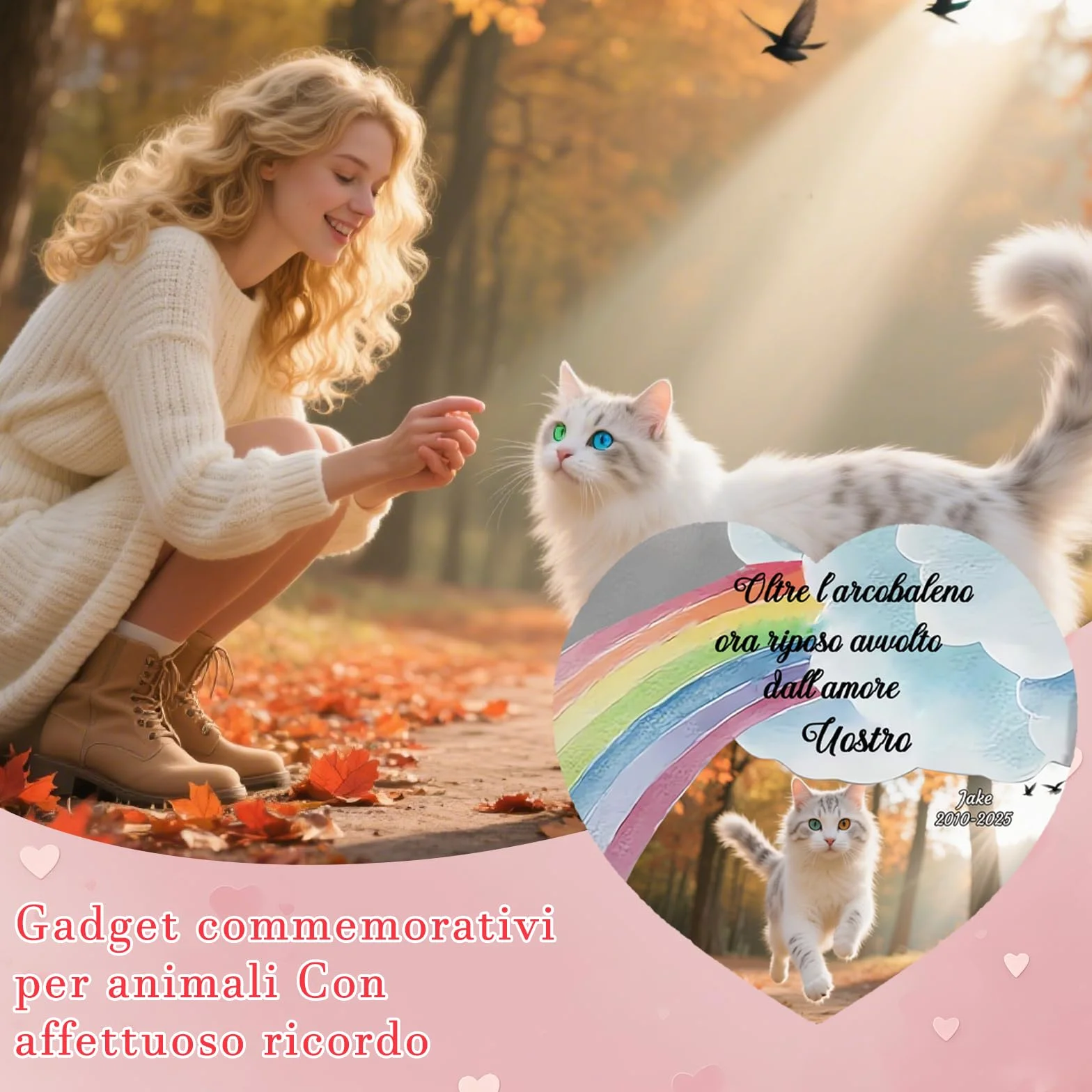 Targa Commemorativa per Gatti con Foto Pietra Tombale Personalizzata Regalo Condoglianze Perdita Animale Decorazione Giardino Style F