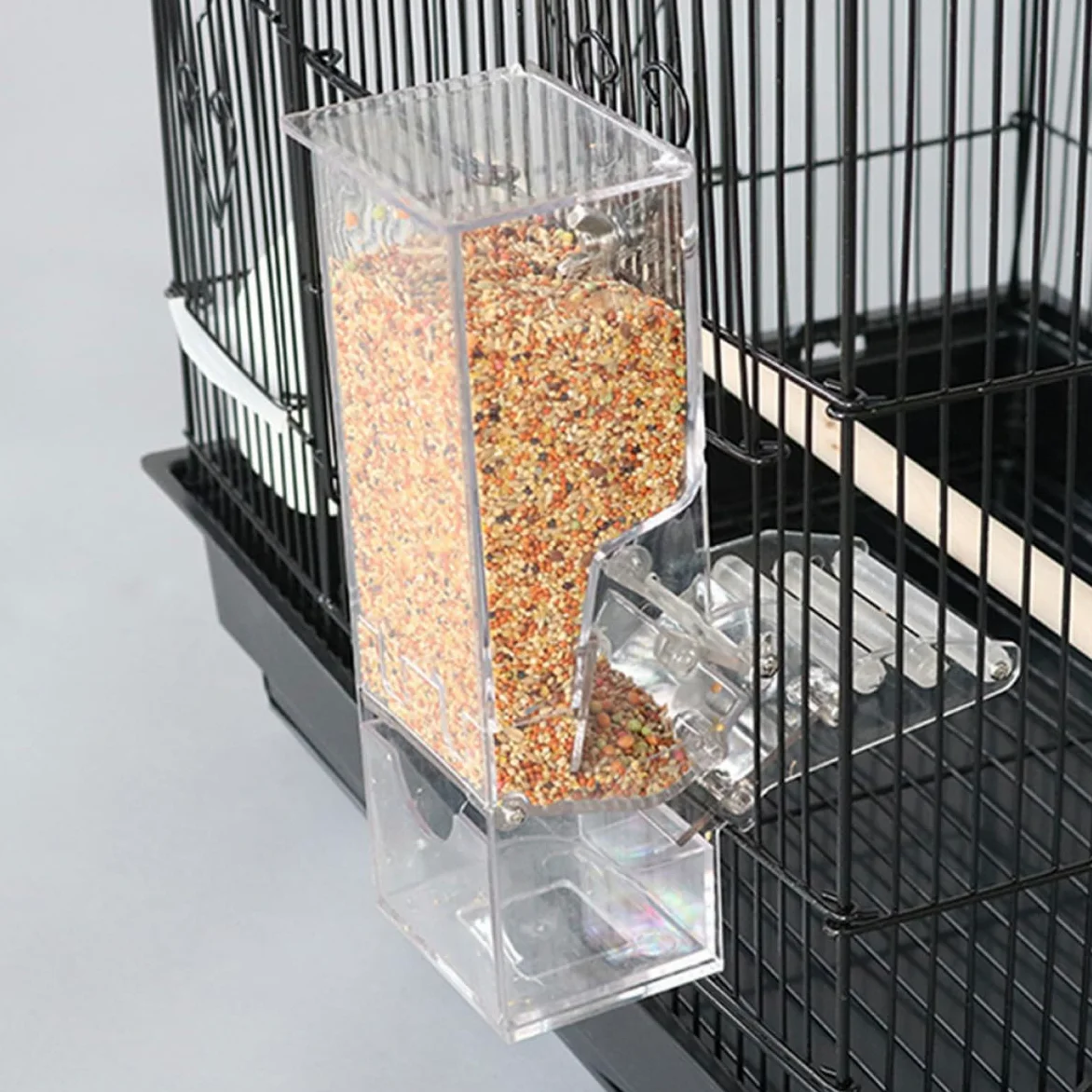 BESPORTBLE Mangiatoia Per Pappagalli in Acrilico Mangiatoia Per Uccelli Automatica Scatola Per Pappagalli e Uccelli Accessorio Per Gabbia Facile Da Installare e Pulire Piastra Regolabile Per