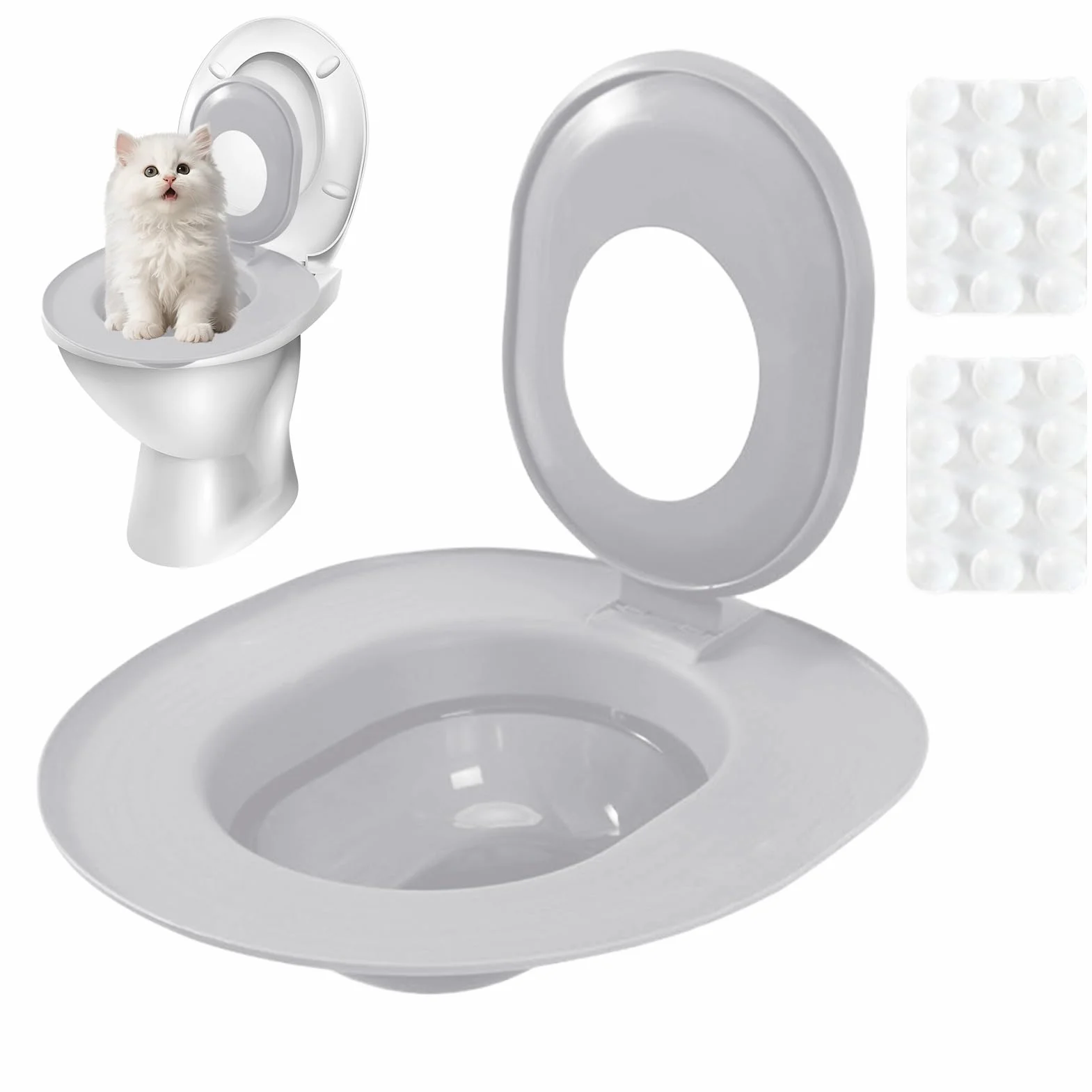 Generico Kit per l'Addestramento del Gatto al WC | rimovibile per urinaio - Kit addestramento sedile e vasino per WC gatto | Per Appartamento, Bagno, Seminterrato, Negozio di Animali, Interno e Casa