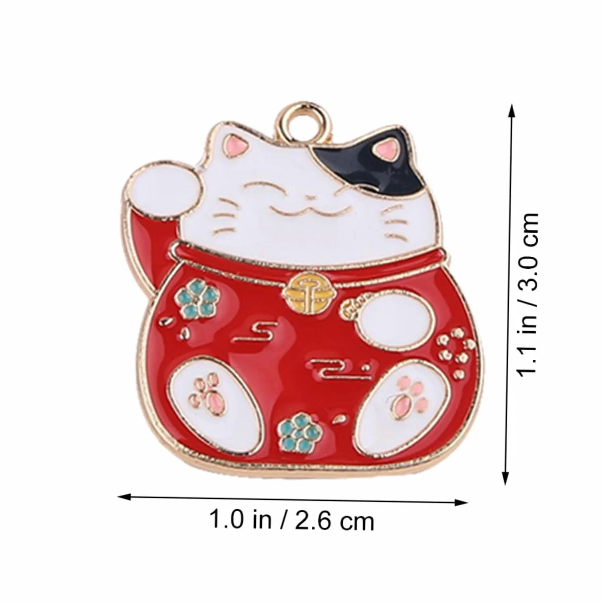 Lurrose Ciondolo Gatto Fortunato Mini Portachiavi Neko Rosso Lega