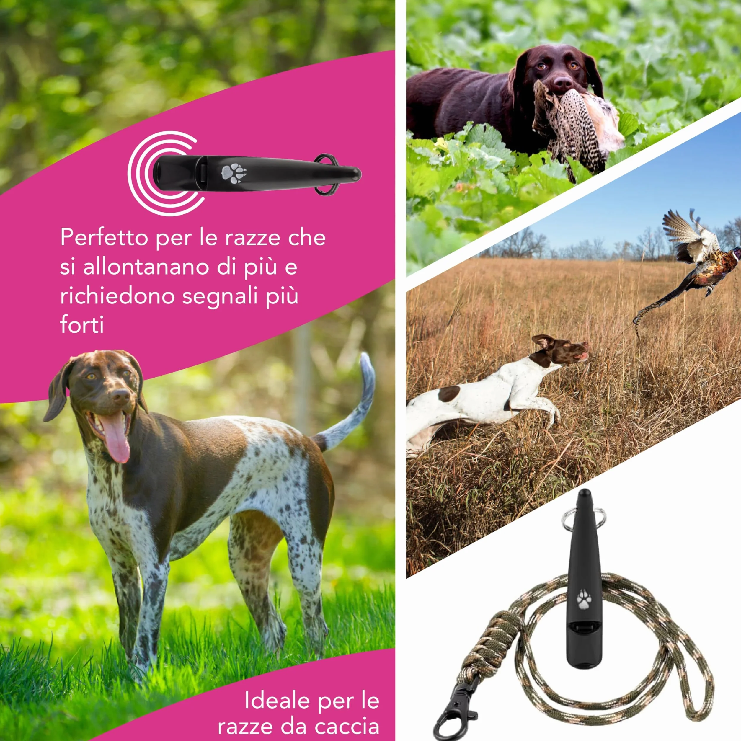TDL Fischietto per Cani con Cordino – Strumento a Lunga Distanza per Il Richiamo e l’Obbedienza dei Cuccioli – Fischietto da Viaggio con Suono Forte per Tutte Le Razze – Nero con Corda Verde Militare
