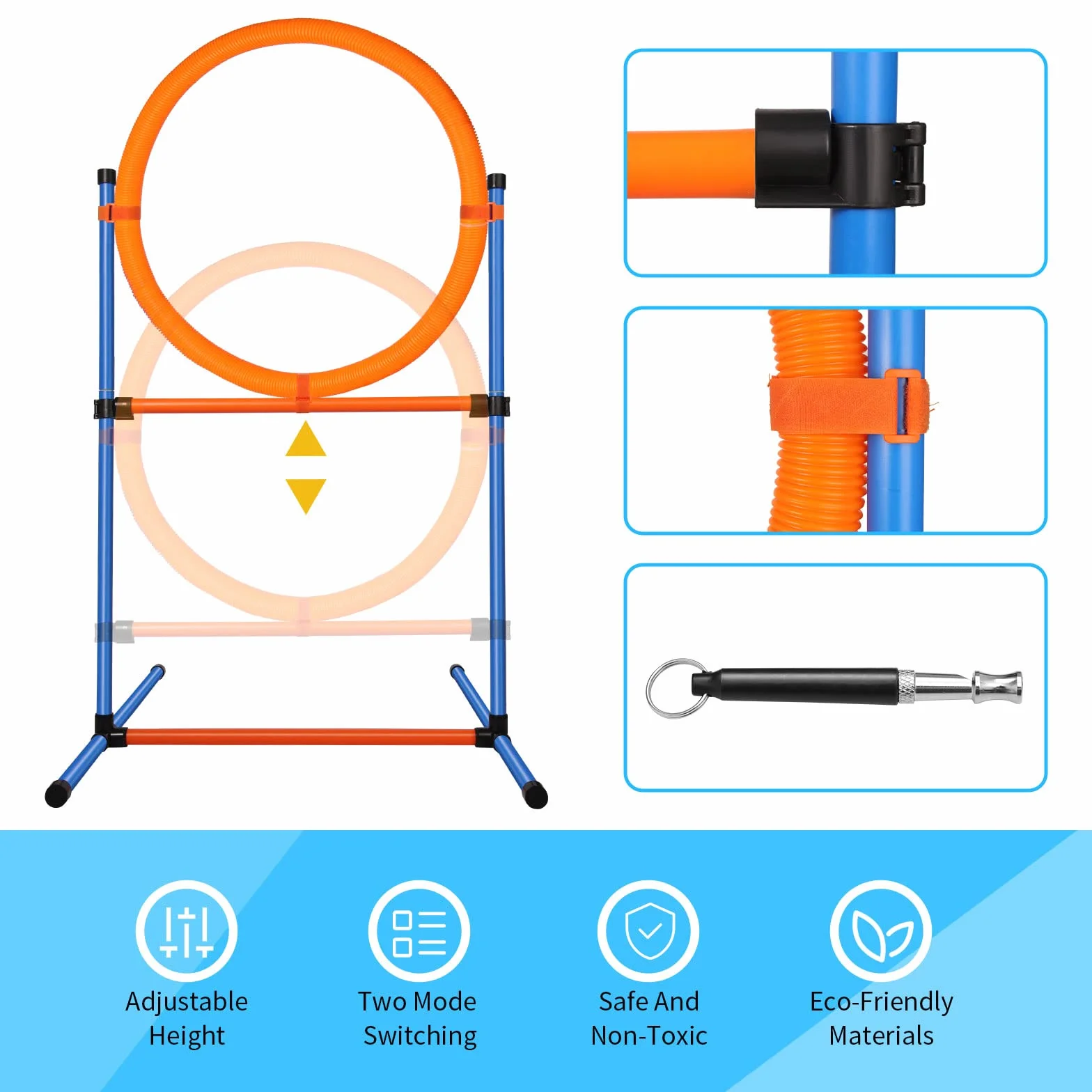 Agility Dog Attrezzatura, 60- Pezzi Addestramento Cani Agility Attrezzatura con Tunnel per Cani, Ostacoli Agility Dog, Slalom per Animali Domestici, Anello di Salto e Borsa da Trasporto