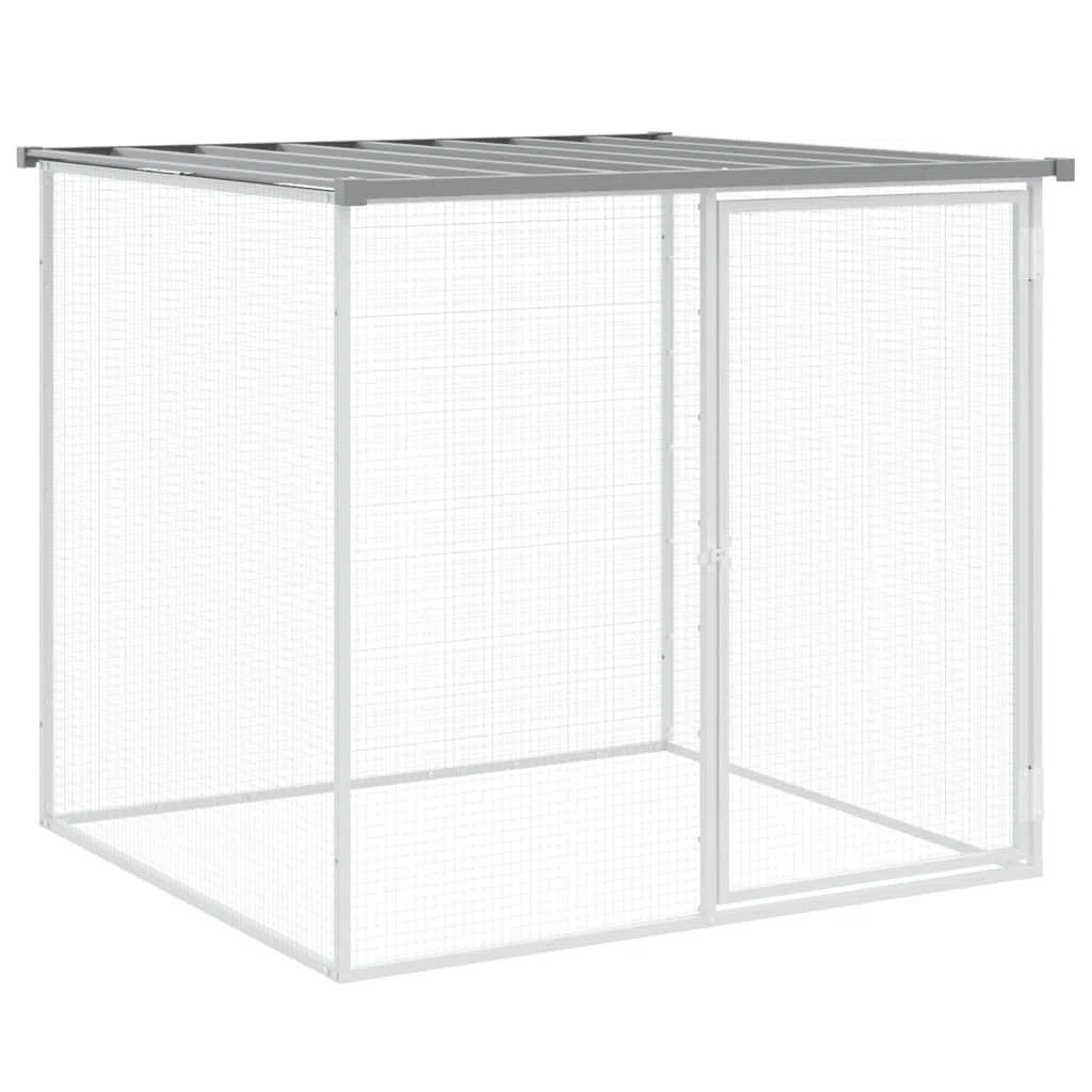 ARKEM Gabbia Polli Tetto Grigio Chiaro 403x98x90 cm Acciaio Zincato,Recinto per Cani da Giardino, Gabbia per Conigli, Recinto per Animali Domestici, Gatti, Cuccioli, Porte con Chiavistello e Parasole,