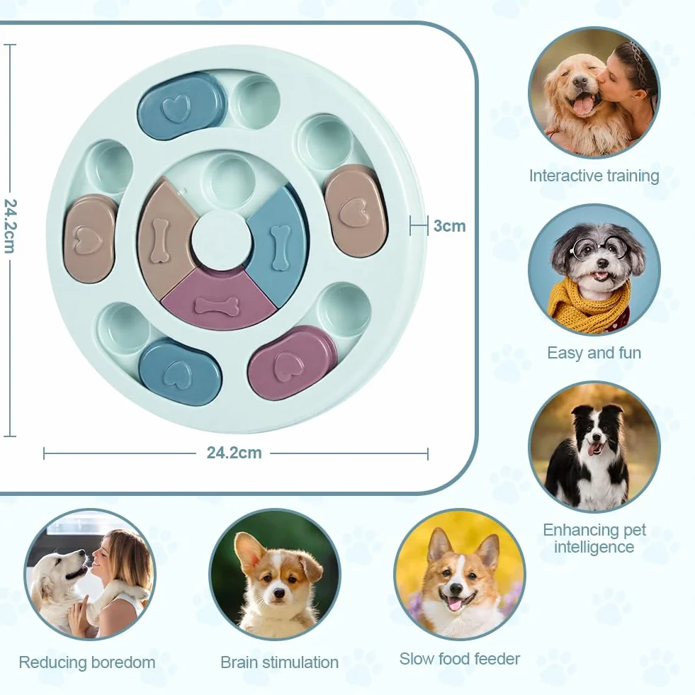 Giocattoli di Intelligenza per Cani, Treat Dispenser Giocattolo Interattivo, Puzzle Antiscivolo per Cani, Lavabile, Sicurezza, Giocattolo intelligenza per Cani, Cuccioli e Gatti, Blu