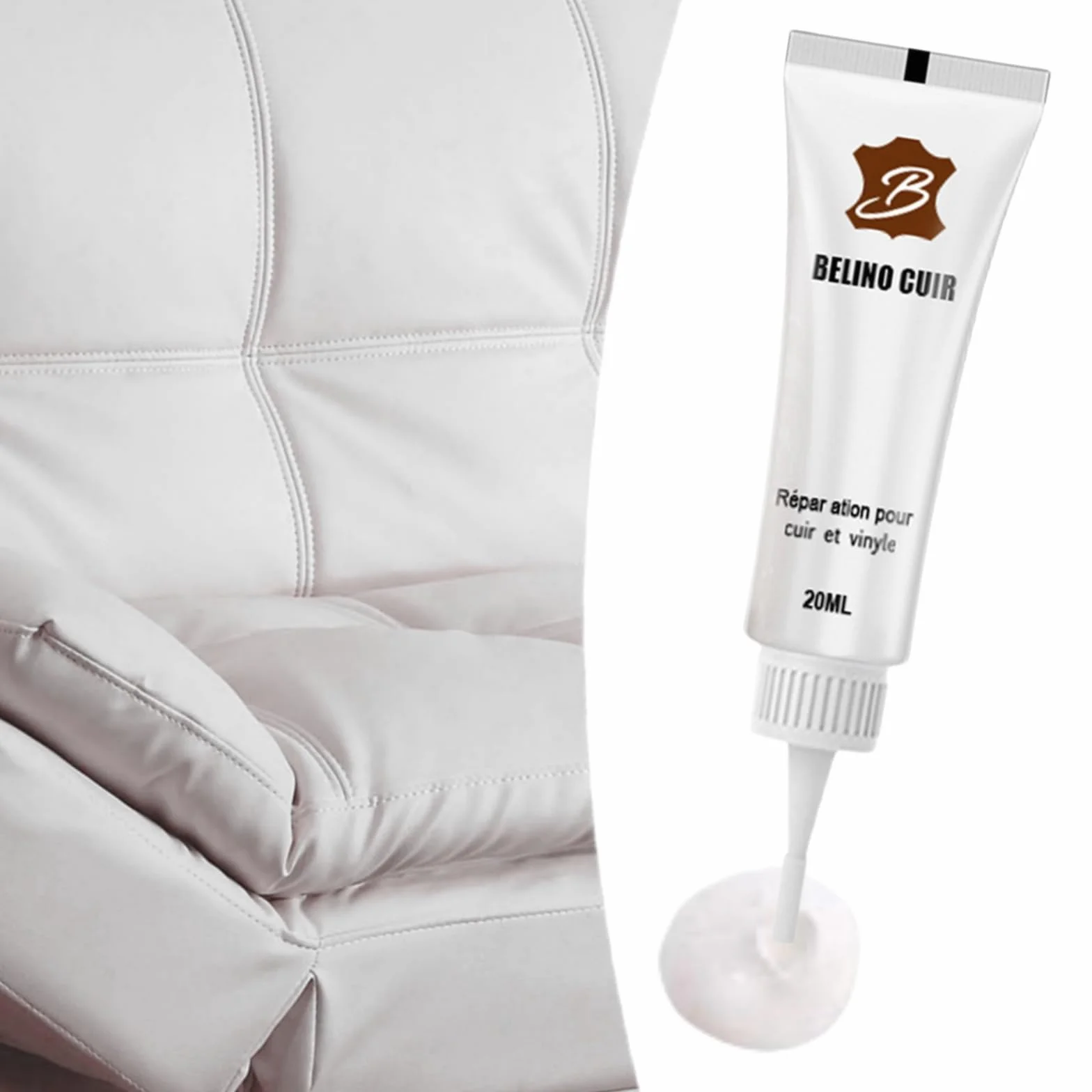 Kit Riparazione Pelle: Crema Riparatrice Pelle Bianco, Balsamo Riparazione Graffi, Gel Riparazione per Pelle Liquida