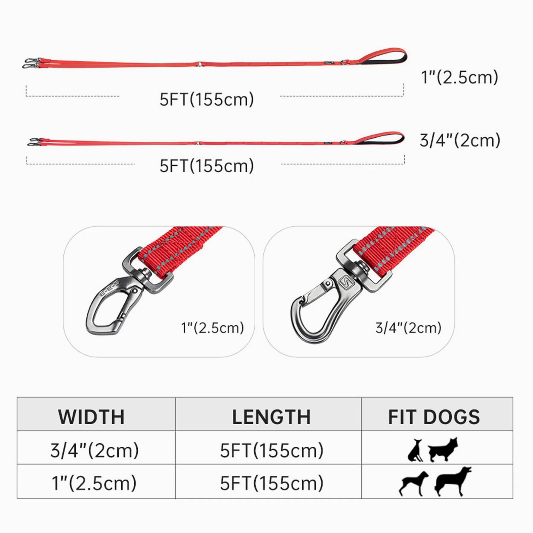 EXCELLENT ELITE SPANKER Guinzaglio doppio riflettente per cani doppio guinzaglio per cani 5 m multiplo con manico imbottito per due cani che camminano addestramento (azzurro)