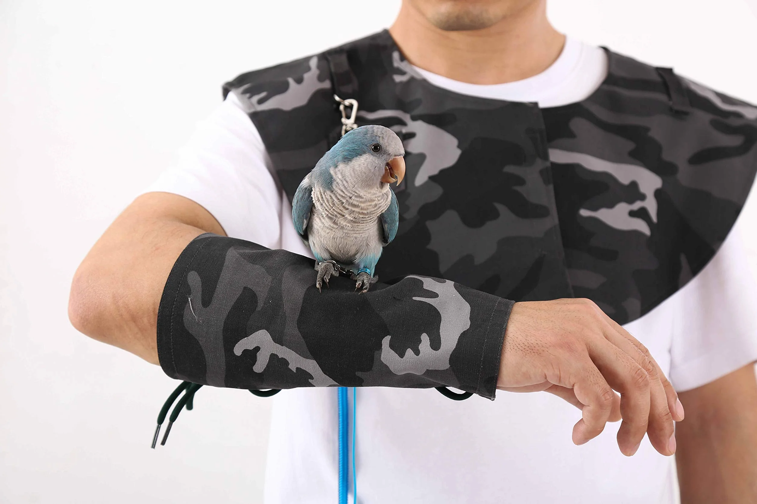KUSO - Cavigliera anti-graffio per pappagallo, per animali domestici, multifunzione, per piccoli e medi (piccolo, grigio antigraffio per la spalla)