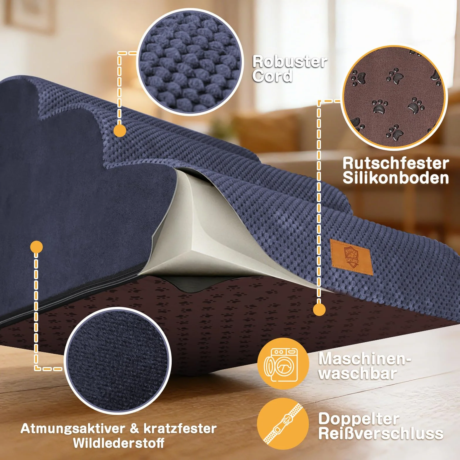 Zvonema Scaletta per Cani Antiscivolo 3 Gradini,Scaletta per Animali, per cani e gatti, portatile, rimovibile, con rivestimento lavabile, Rampa per Cani in spugna,Portata Fino a 23 kg
