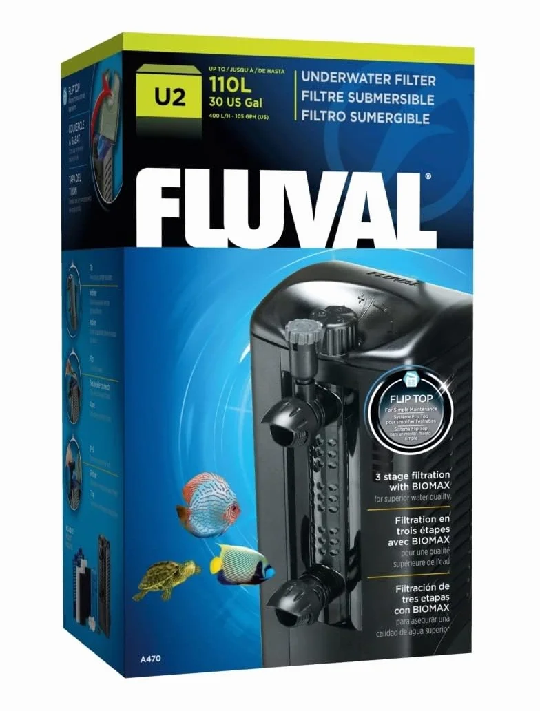 Fluval A470 - Filtro Interno U2, per acquari d'Acqua Dolce, acquari marini e acquari di rettili, 45-110 L