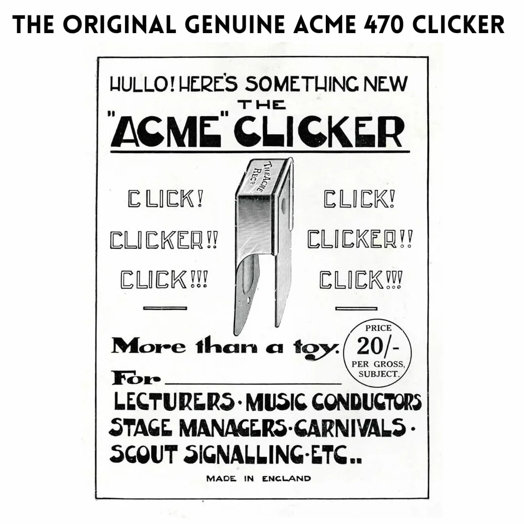 ACME Clicker No. 470 con cinturino in pelle | Clicker per addestramento cani | Adatto anche per comunicare con delfini (nichelato)