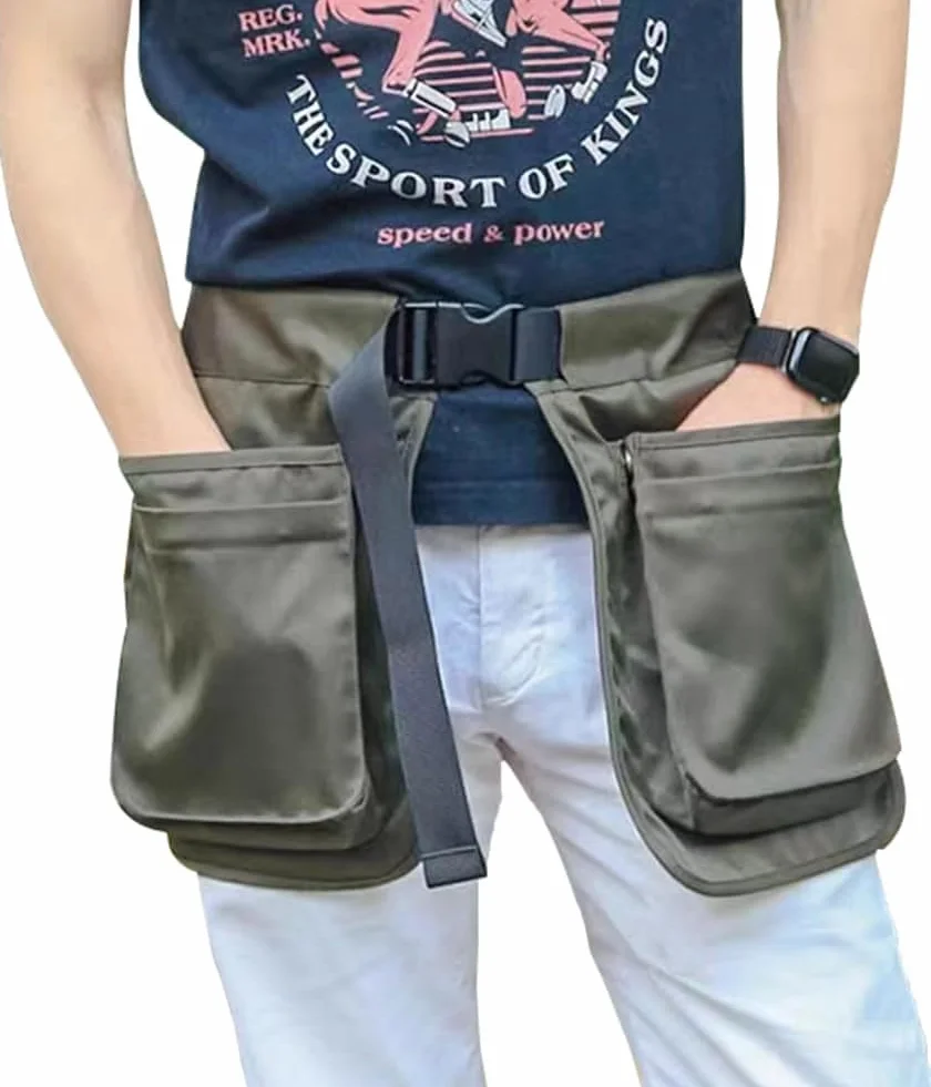 Grembiule da addestramento per cani, con tasche staccabili e cintura regolabile, tasche in vita, per donne e uomini (verde)