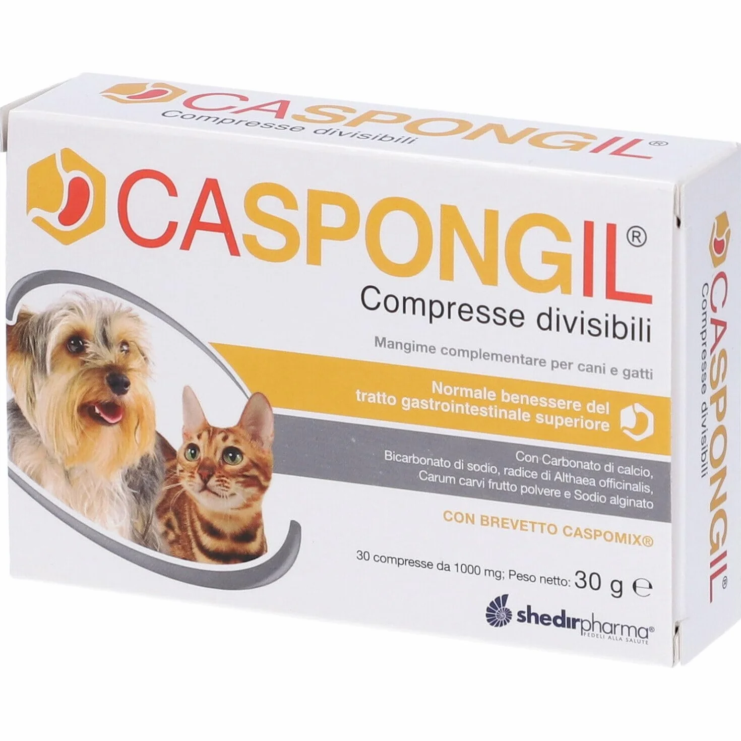 CASPONGIL 30 compresse - Integratore alimentare per cani e gatti utile al benessere gastrointestinale