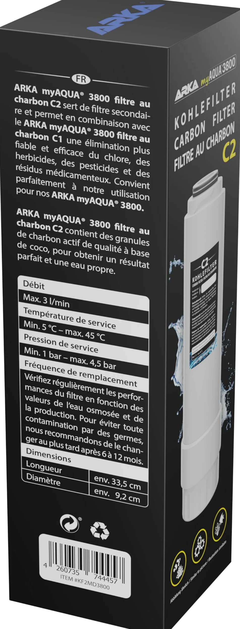 Filtro Carbone myAqua 3800 C2 - Post-Filtro Cocco Osmosi | Post-filtro a carbone di cocco, affina l'acqua di osmosi e riduce cloro, odori e residui