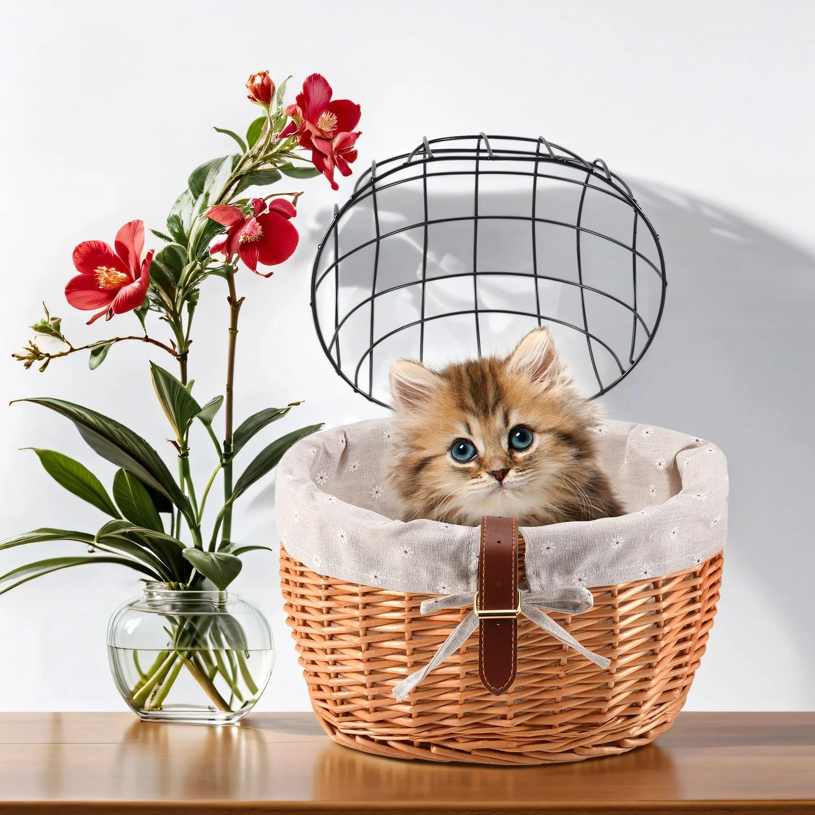 Nagoyuki Gatto Cane Bicicletta Anteriore Manubrio Cestino Animali Domestici Tessuto Mano Wicker Bici Da Strada Cestino Pet Gatto Cane Del