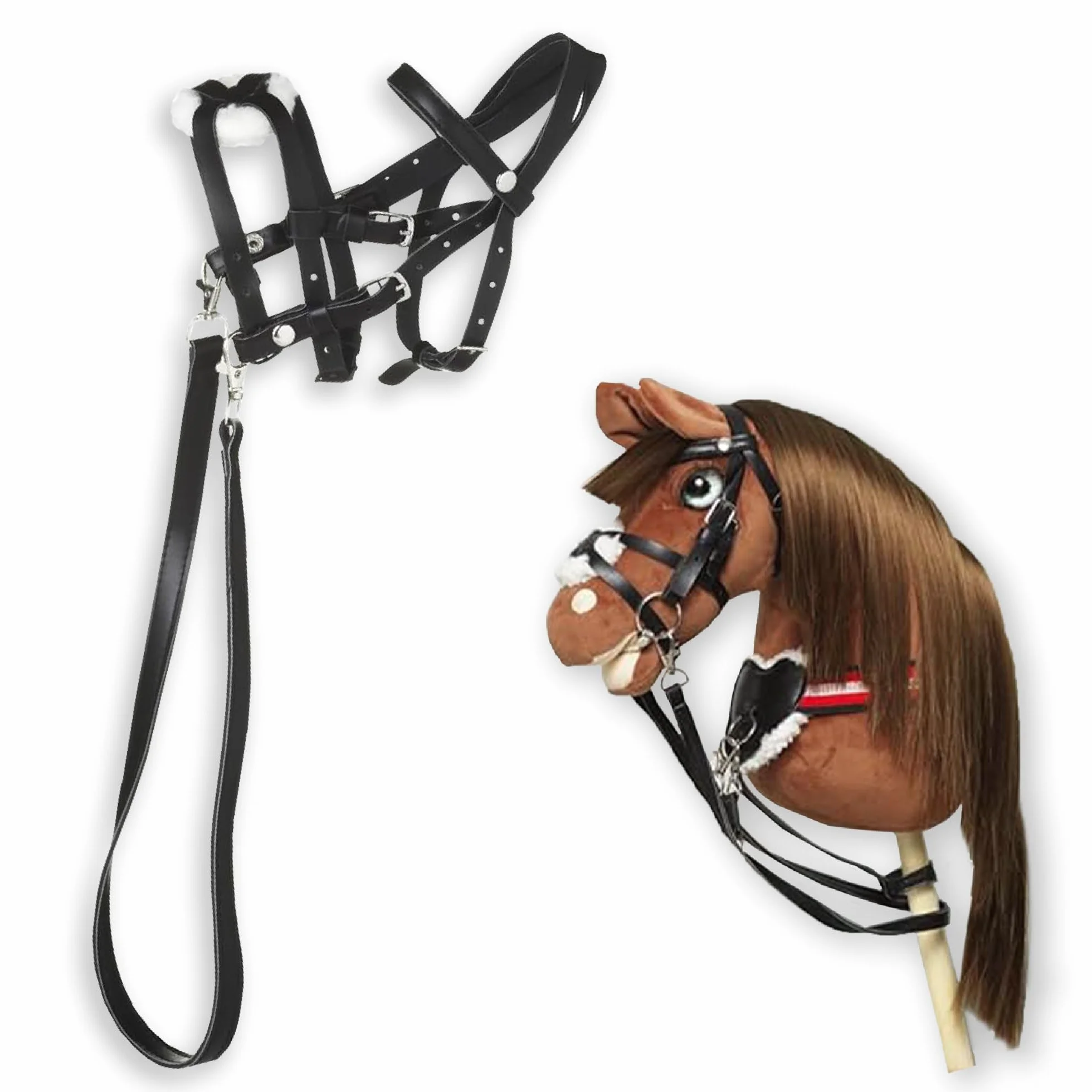 Panduro Hobby Horse Accessori Briglie per cavalli a spina regolabile nero