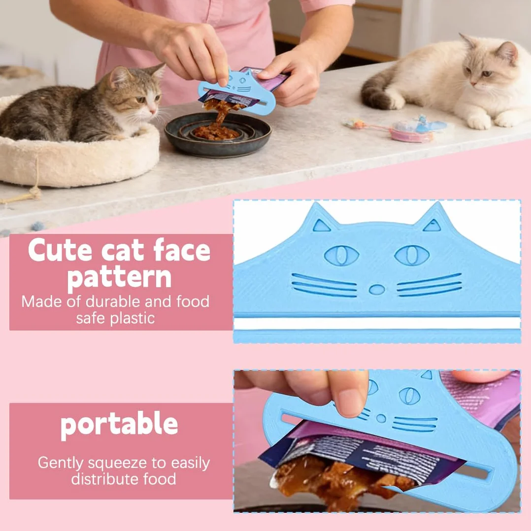 2 Pezzi Distributore Di Snack Spremitore Di Cibo Per Animali Domestici In Plastica Per Snack Per Animali Domestici, Casa, Viaggio, Campeggio, Rifugi Blu E Rosa 13X3.5 Cm