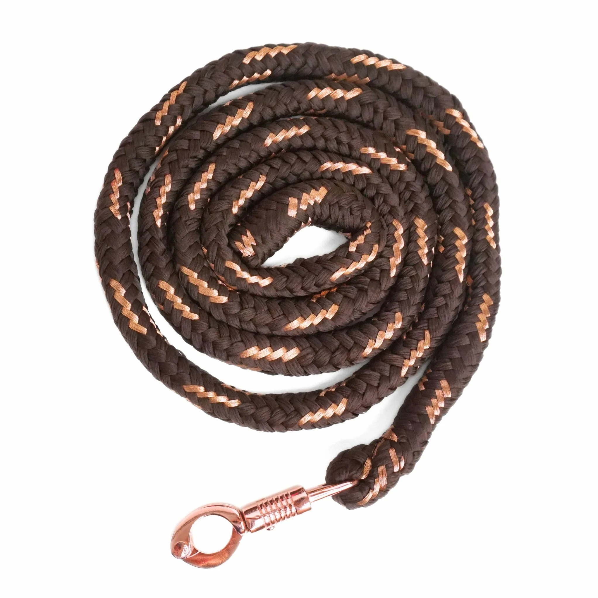 Cavallo con gancio panico in oro rosa, lunghezza 2 m, diversi colori con glitter (marrone-oro)