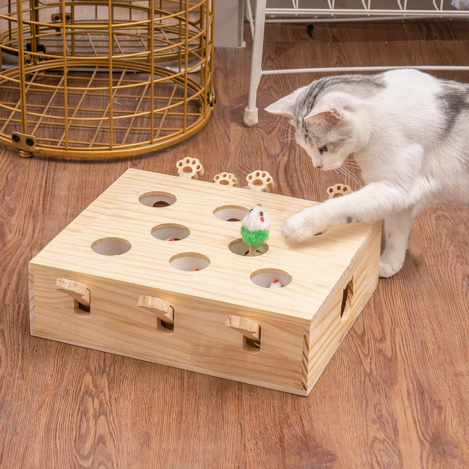 Giocattolo per gatti da caccia, gioco interattivo in legno per gatti, giocattolo interattivo per gatti, per soggiorno, camera da letto o balcone