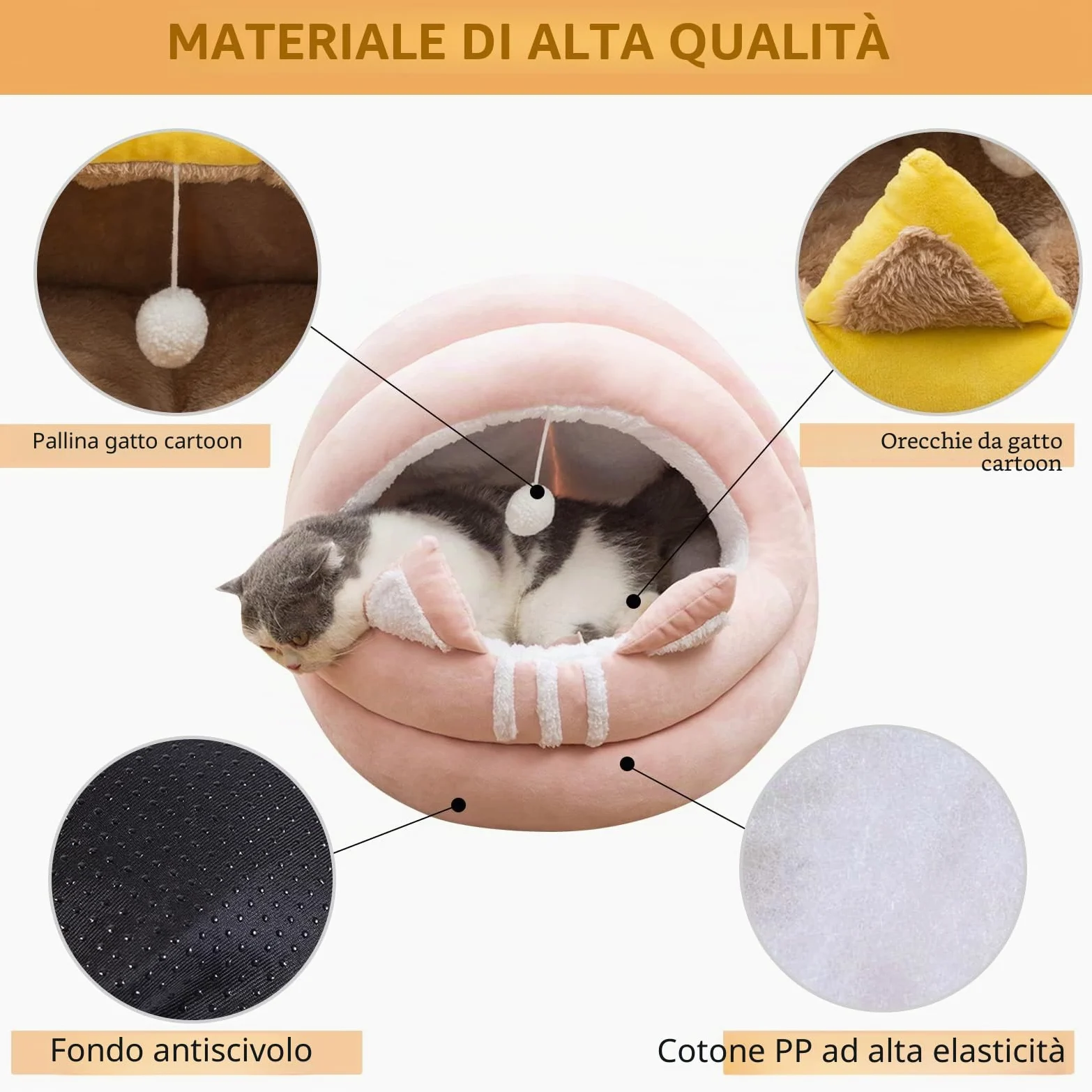 PETCUTE Cuccia per Gatti,Letto per Cani,Caldo Morbido Peluche Cuccia Gatto Cane per Grande Media Piccola Cani e Gatti,Lavabile Cuscino Letto di Gatto con Fondo Antiscivolo