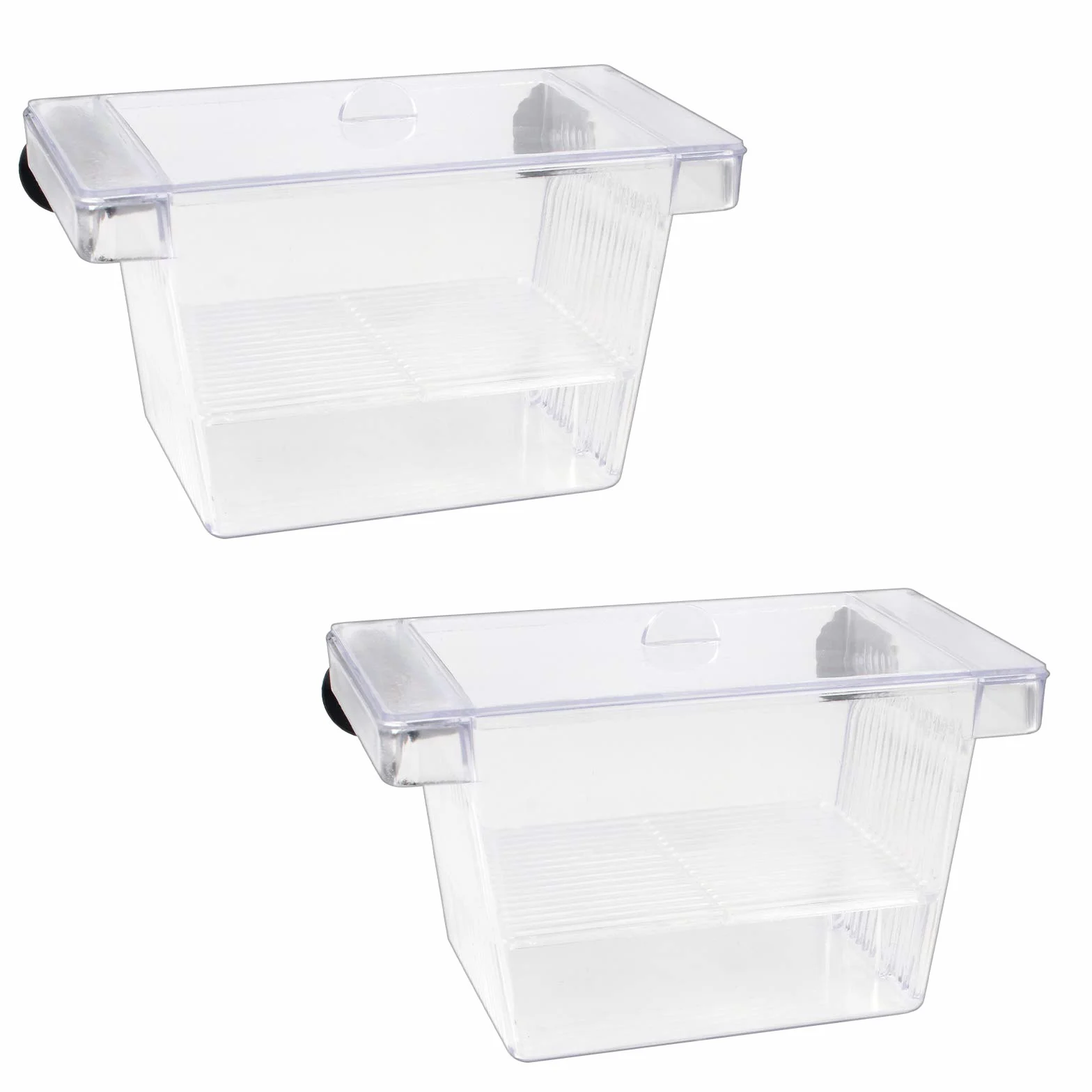 2 Pezzi Sala Parto per Pesci, 12,5 * 7 * 7cm Scatola di Isolamento Trasparente a Doppia Strato, Incubatrice Acquario per Allevamento in Acrilico Con Griglia in Rete - 4 Ventose