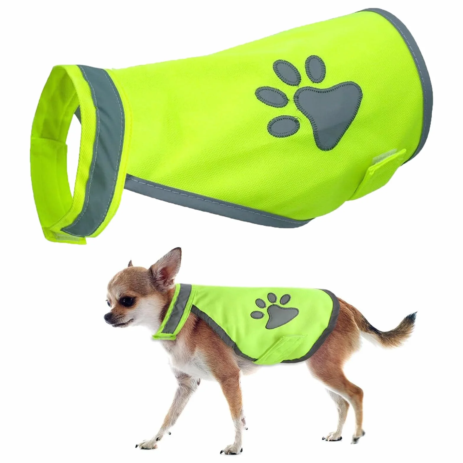 Gilet di Sicurezza Riflettente per Cani Giubbotto Riflettente Giubbotto di Sicurezza per Escursioni Notte All'aperto, Passeggiate, con Stampa Zampa al Sicuro da Auto e Caccia Incidenti (L)