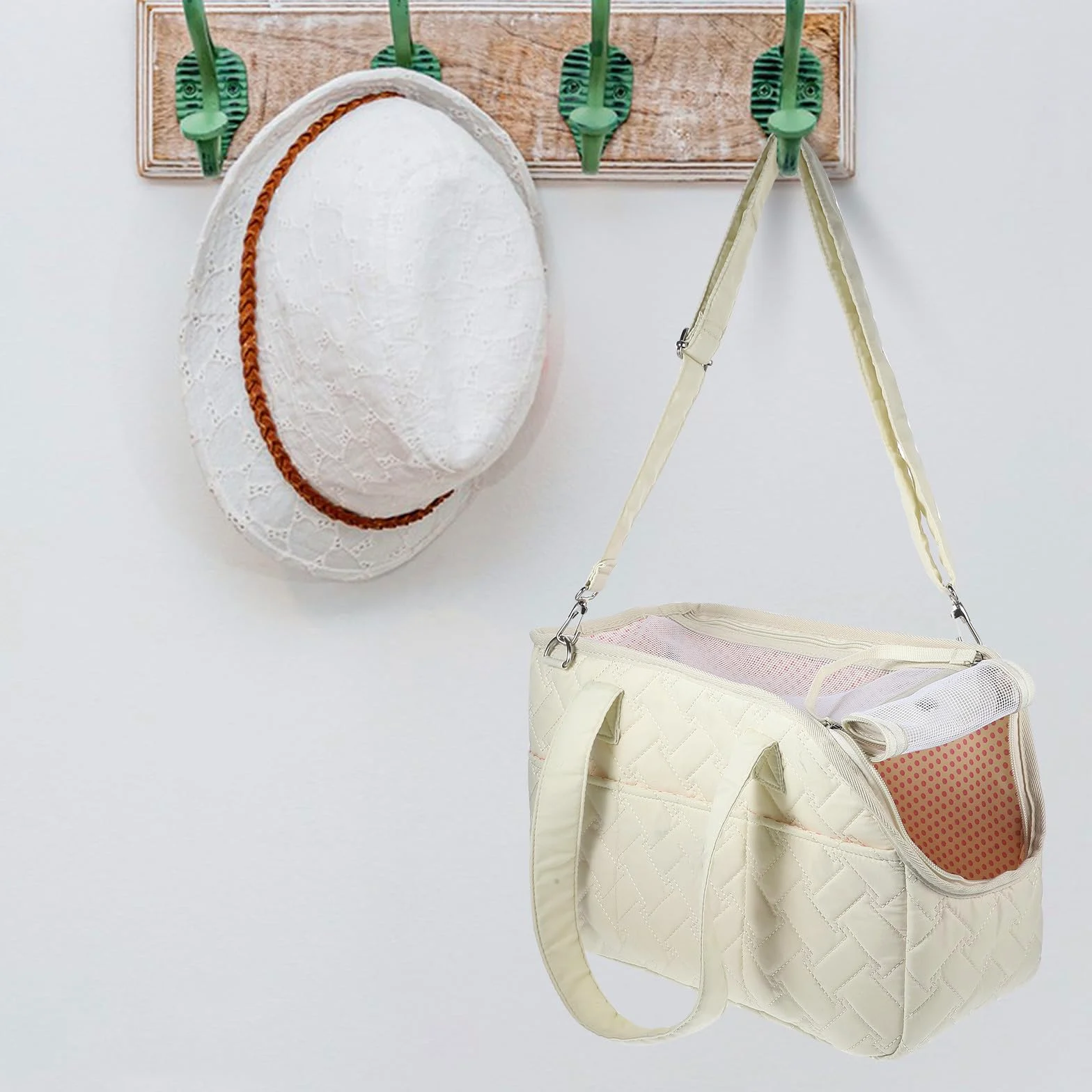 Generic Borsa per Trasporto Animali in Tela Beige, Comoda da Portare, per Gatti e Cuccioli Durante Escursioni e Passeggiate All'aperto
