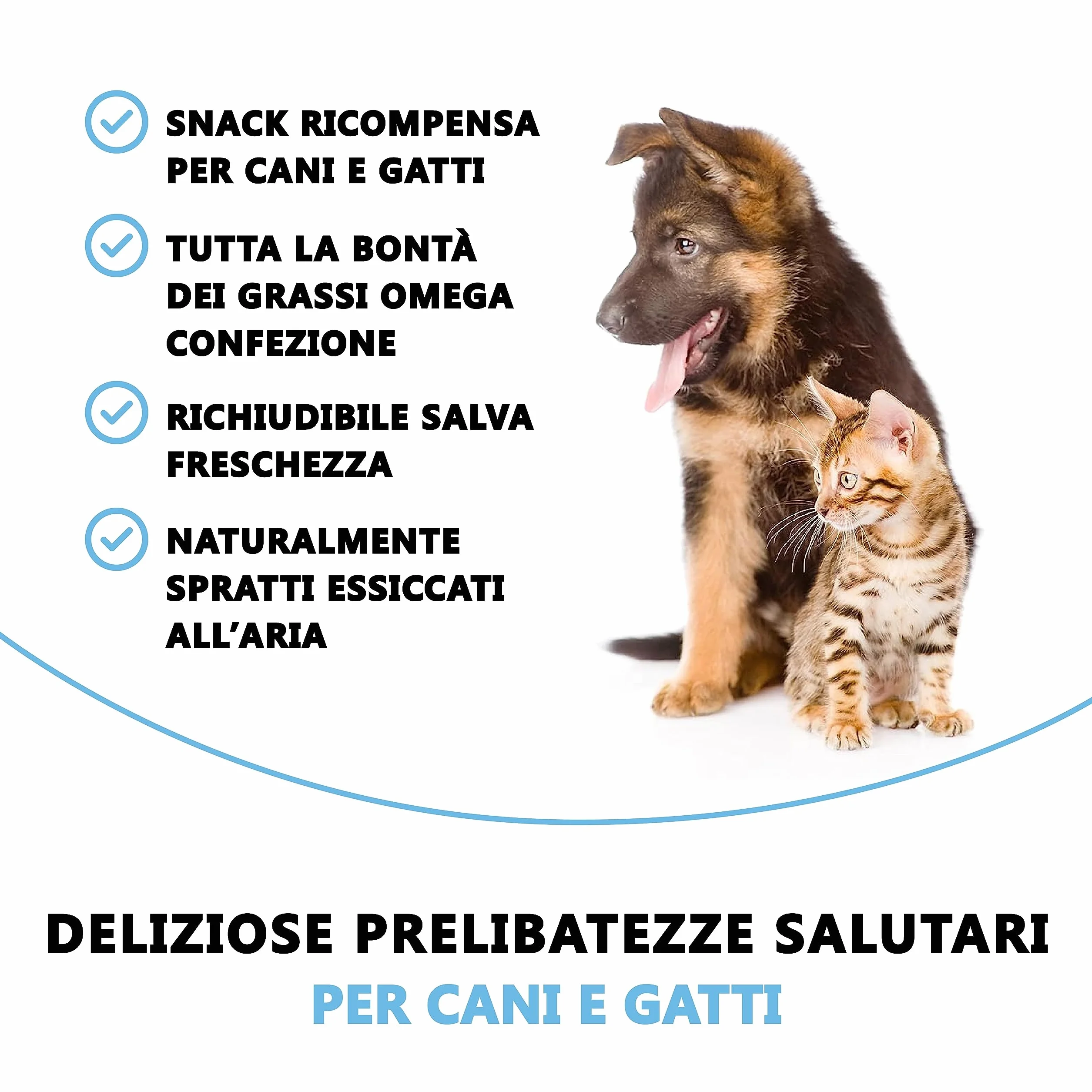 Pets Purest Snack di spratti per cani e gatti - Snack di pesce essiccato 100% naturale per cani e gatti, cuccioli e anziani - Cibo crudo ipoallergenico per animali senza glutine, cereali e lattosio