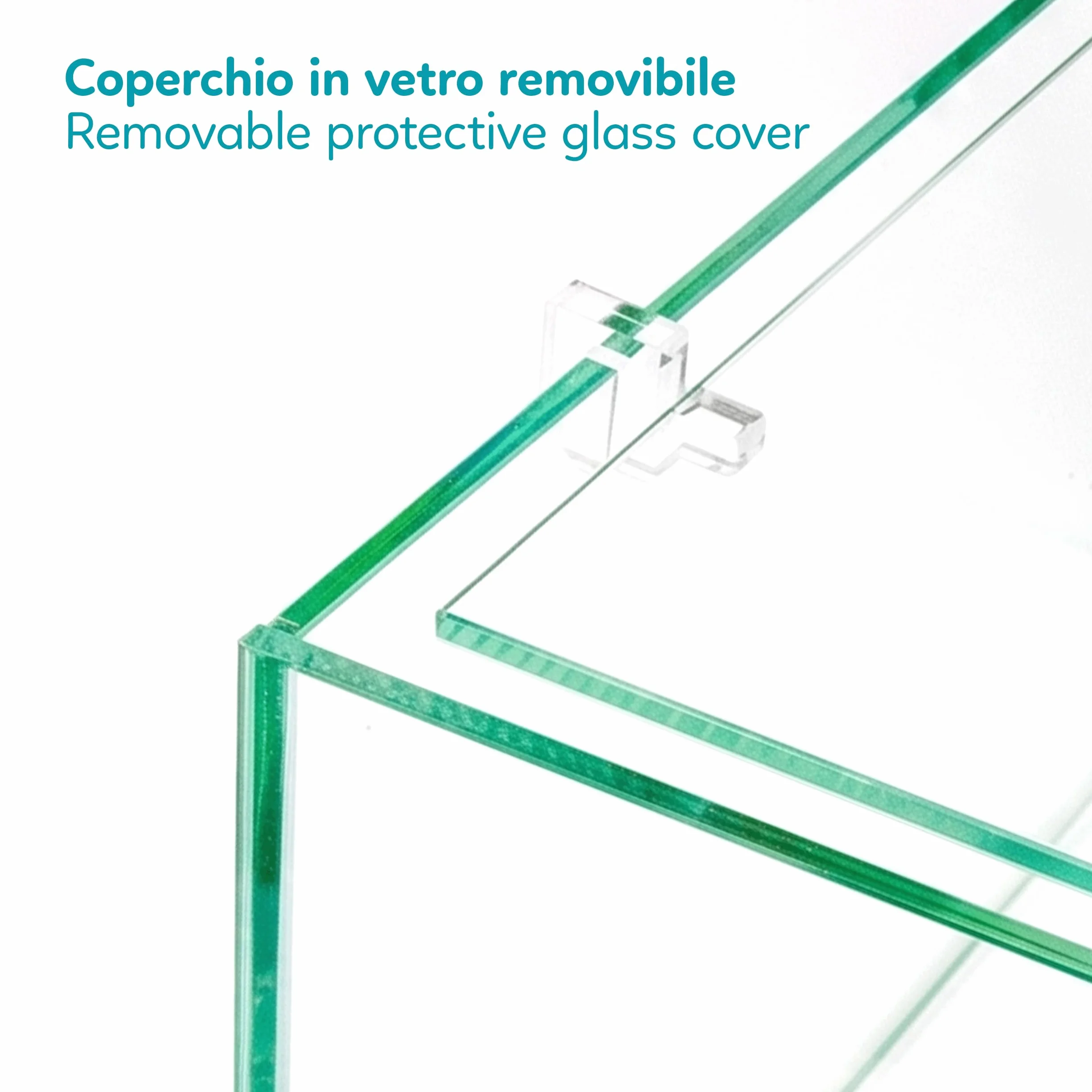 AQPET Tartarughiera in Vetro con Coperchio E Isola per Tartarughe d'Acqua Tortuga, 60 60x30x25 cm 45 Litri