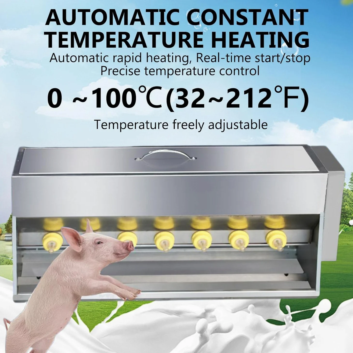 Biberon automatico a temperatura costante, capezzoli in silicone, per un'alimentazione efficiente in fattorie e pascoli