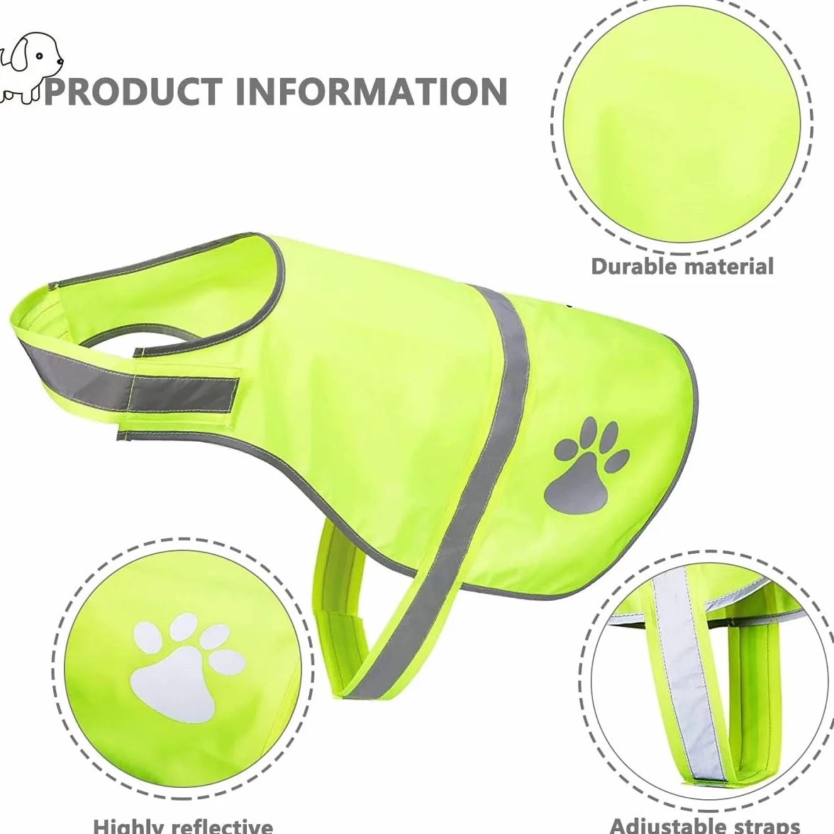 Gilet Riflettente Per Cani, Sicurezza Maglia Del Cane,Costume Riflettente Per Cani,Gilet Sicurezza Per Mantiene Vostro Cane Visibile Sicuro Da Auto E Incidenti Da Caccia