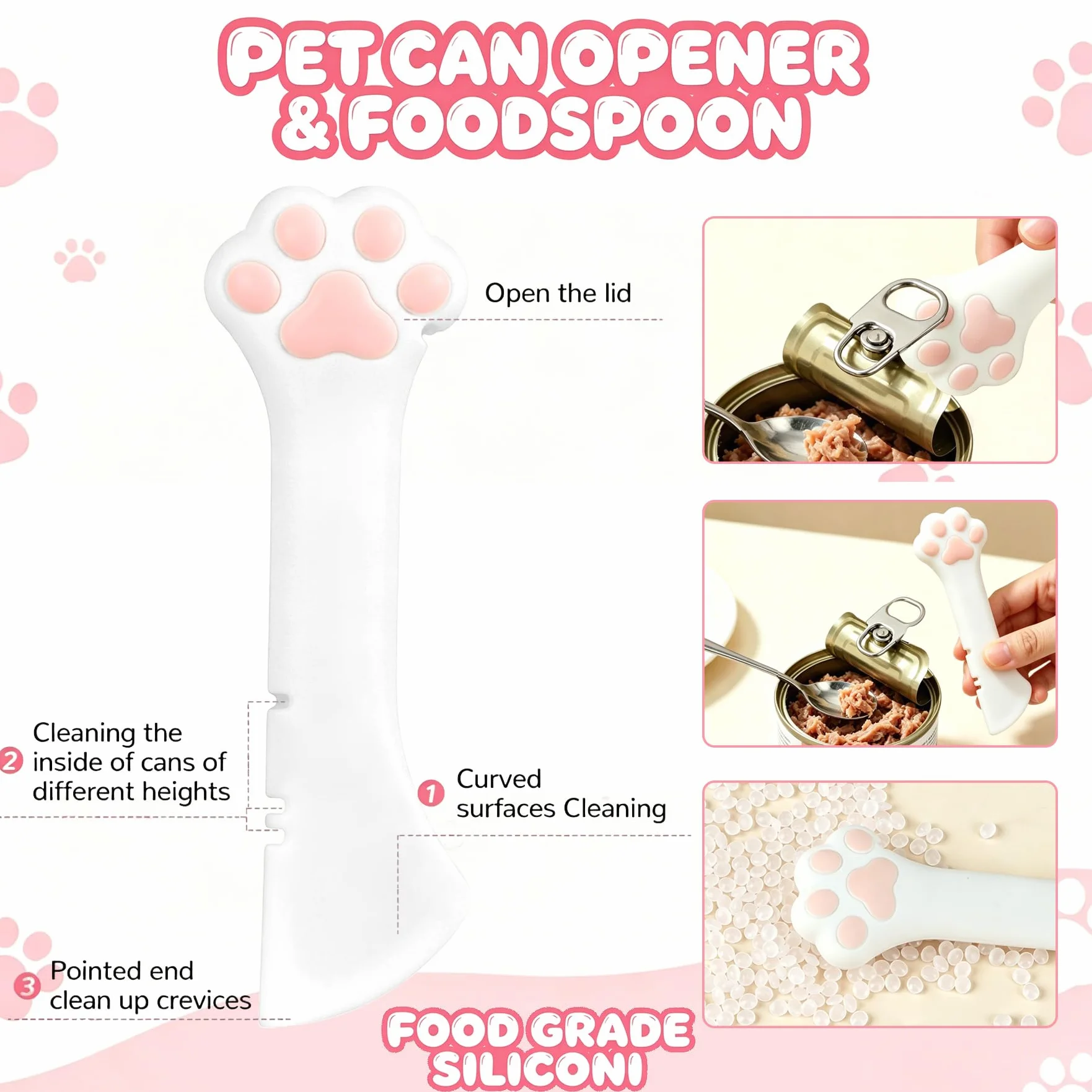4 Pezzi Coperture per Lattine per Animali, Forma di Zampa Carina per Cucchiaio, Coperchi per Scatolette di Cibo per Cane Gatto