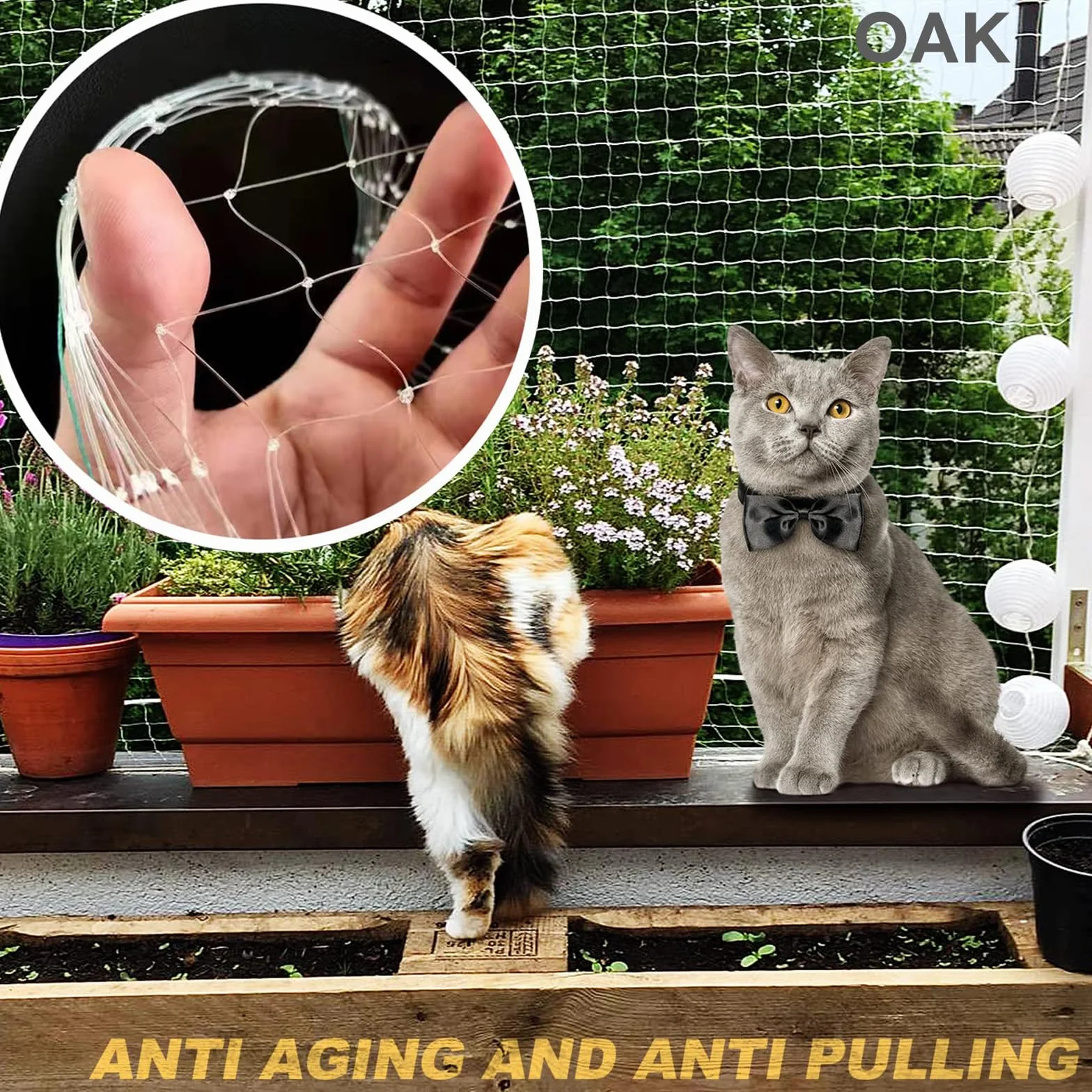 Rete di protezione per gatto per balcone, anti-uccelli e piccioni, in nylon forte resilienza, protezione da giardino (10 x 10 m/trasparente)