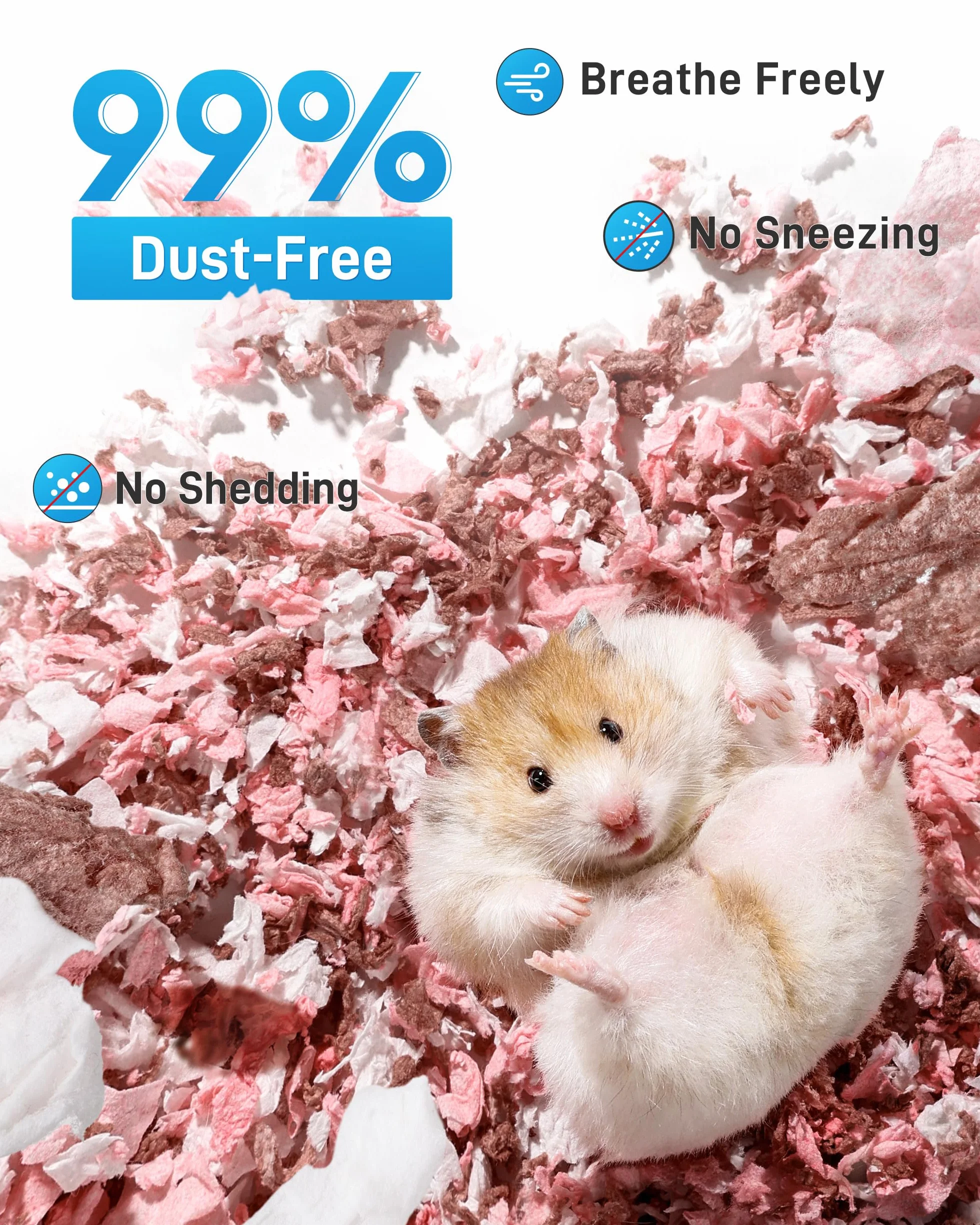 BUCATSTATE Biancheria da letto per criceti, 70 l, 99% in carta anti-polvere, controllo degli odori, comoda lettiera per piccoli animali per conigli, ratti, criceti nani siriani, gerbilli (fiori)