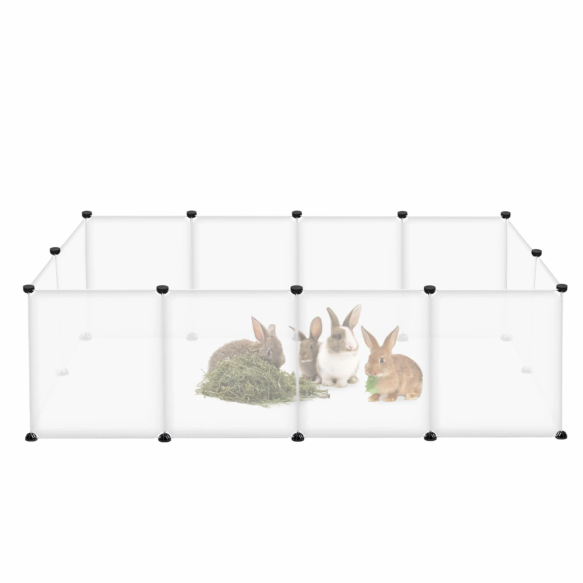 FIVMEN Recinto per Piccoli Animali 145x75x48 cm Plastica DIY 12 Pannelli Griglia per Conigli Criceti Bianco