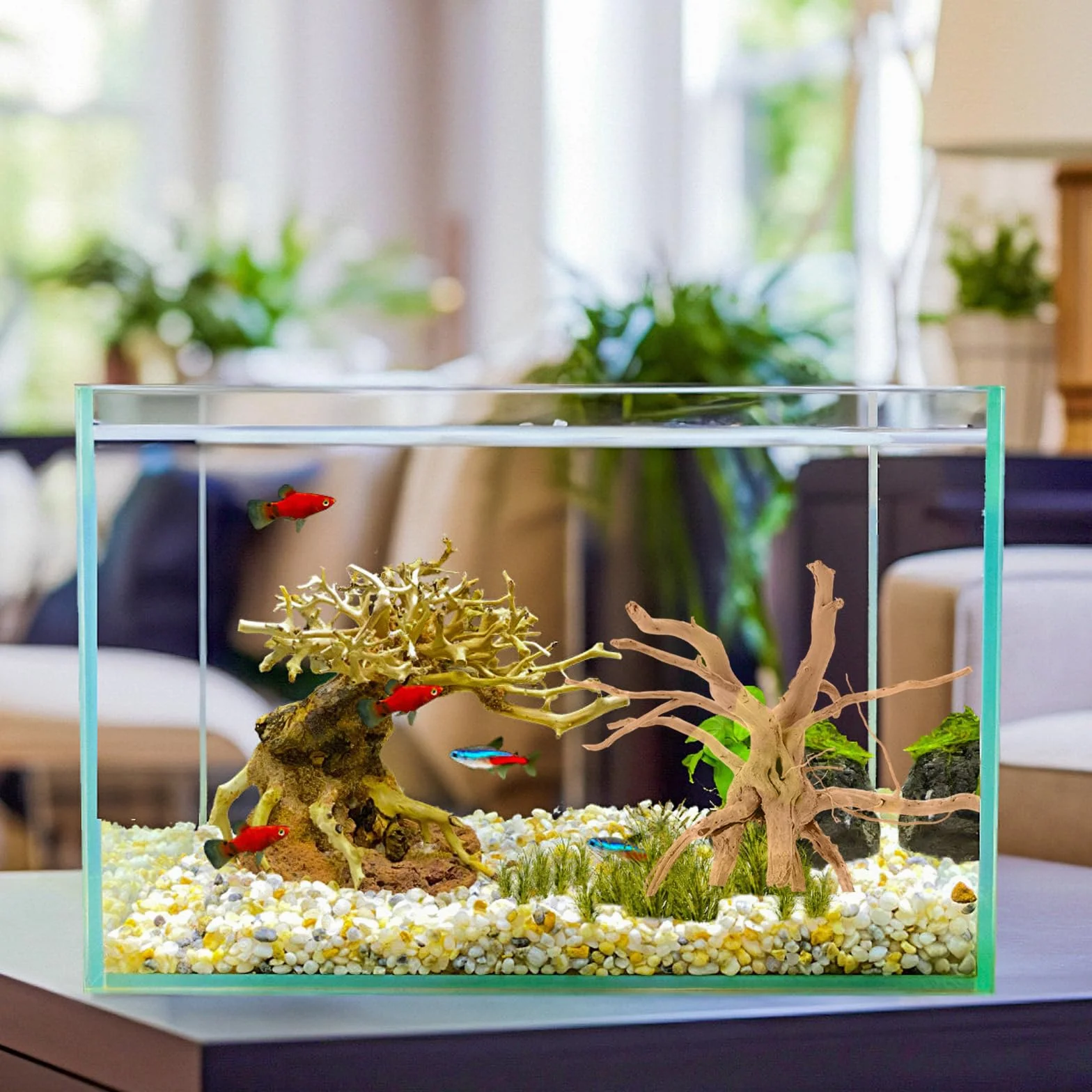 Pietre per Acquario 4 Pezzi Tronchi Acquario Acqua Dolce 12-20cm Vendita Radici di Legno Forma Casuale Tronco Legno per Decorazione Interni Acquari e Terrari per Rettili