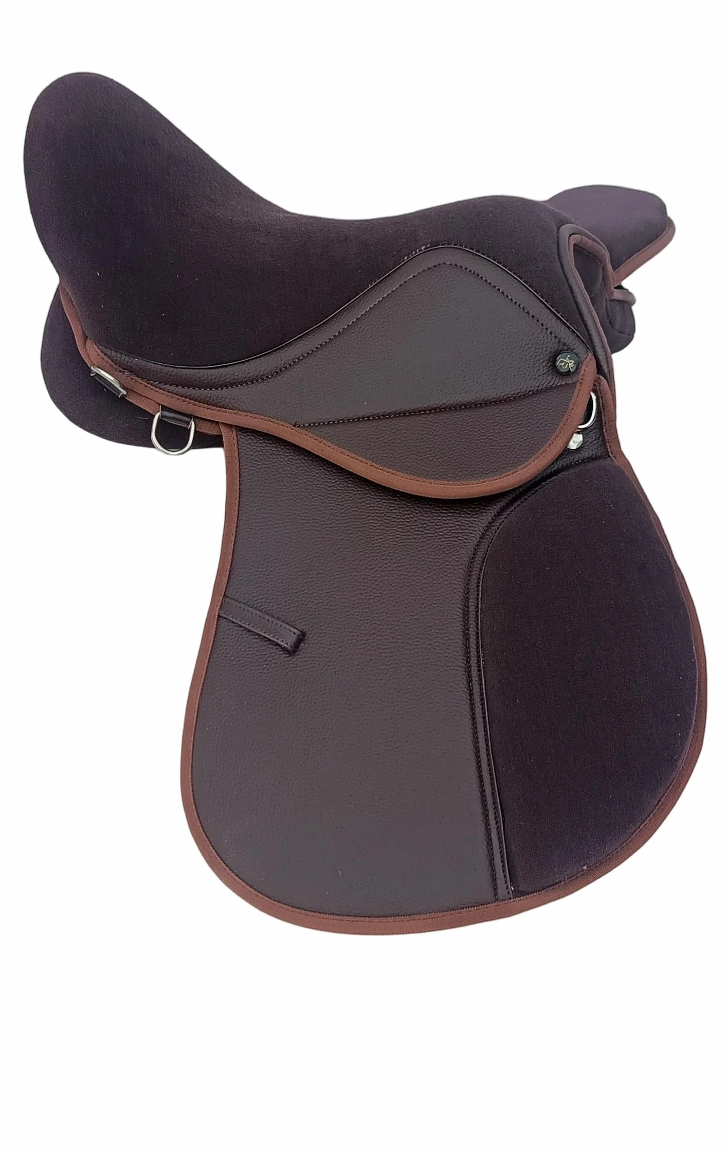 Sella per cavalli sintetici, larghezza 45 cm, colore: Nero e Marrone