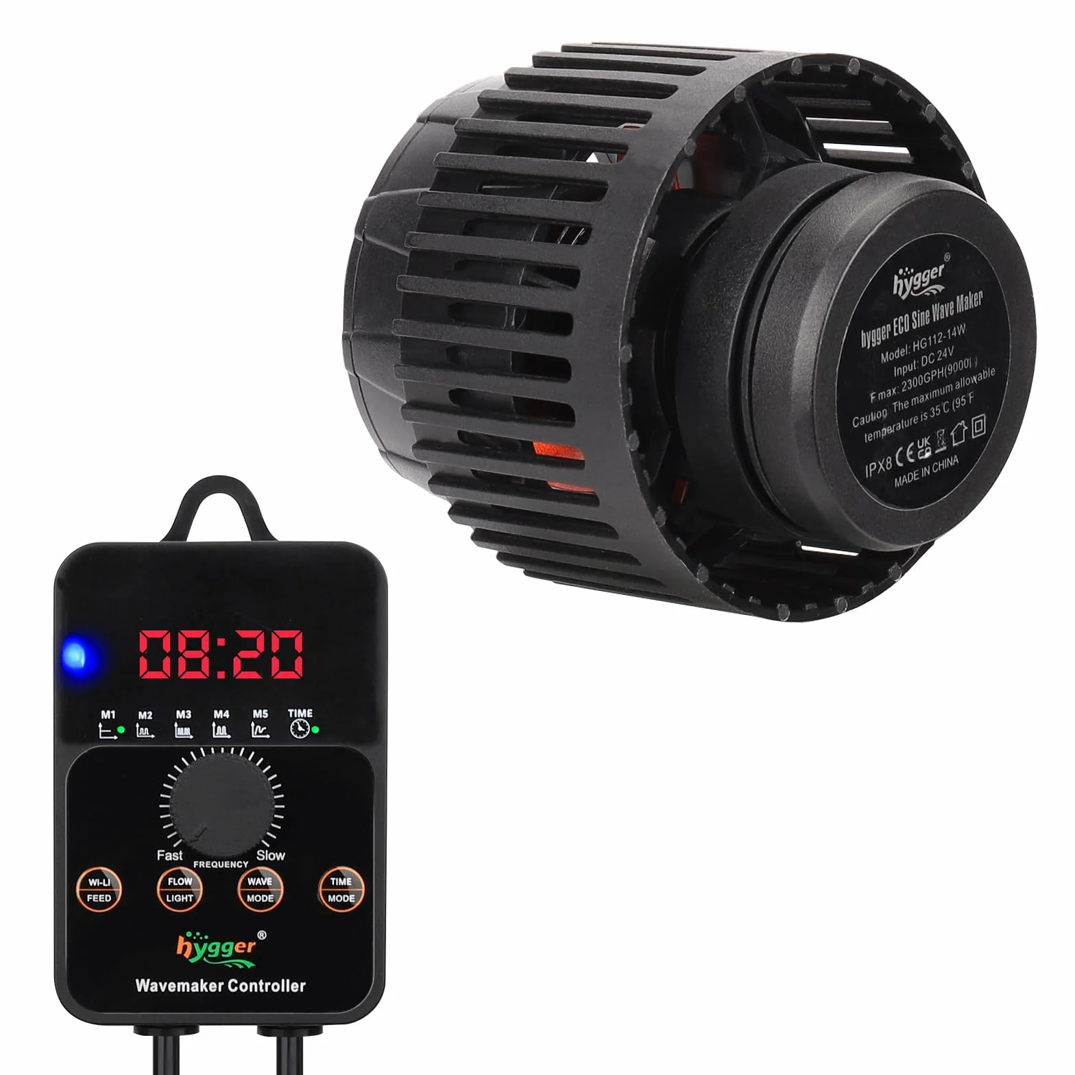 hygger 24/7 Mode Pompa di Circolazione Acquario,9000 LPH Pompa di Flusso per Acquario con Intelligente Controller, 14W Silenziosa Pompa di Movimento Aquarium Magnetica for 158-739L Tanks