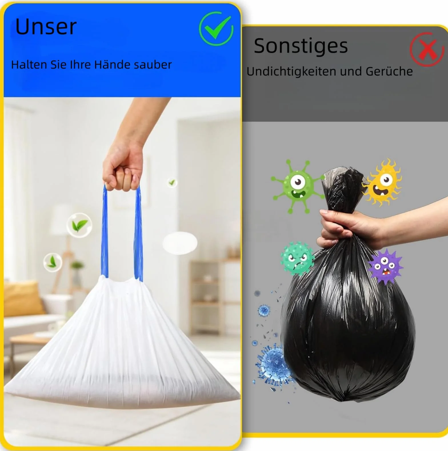 Sacchetti per lettiera per gatti, misura L, 20 pezzi, 65 x 40 cm, sacchetti per lettiera per gatti, extra forti con laccetti, per lettiera per gatti, inserti igienici per lettiera