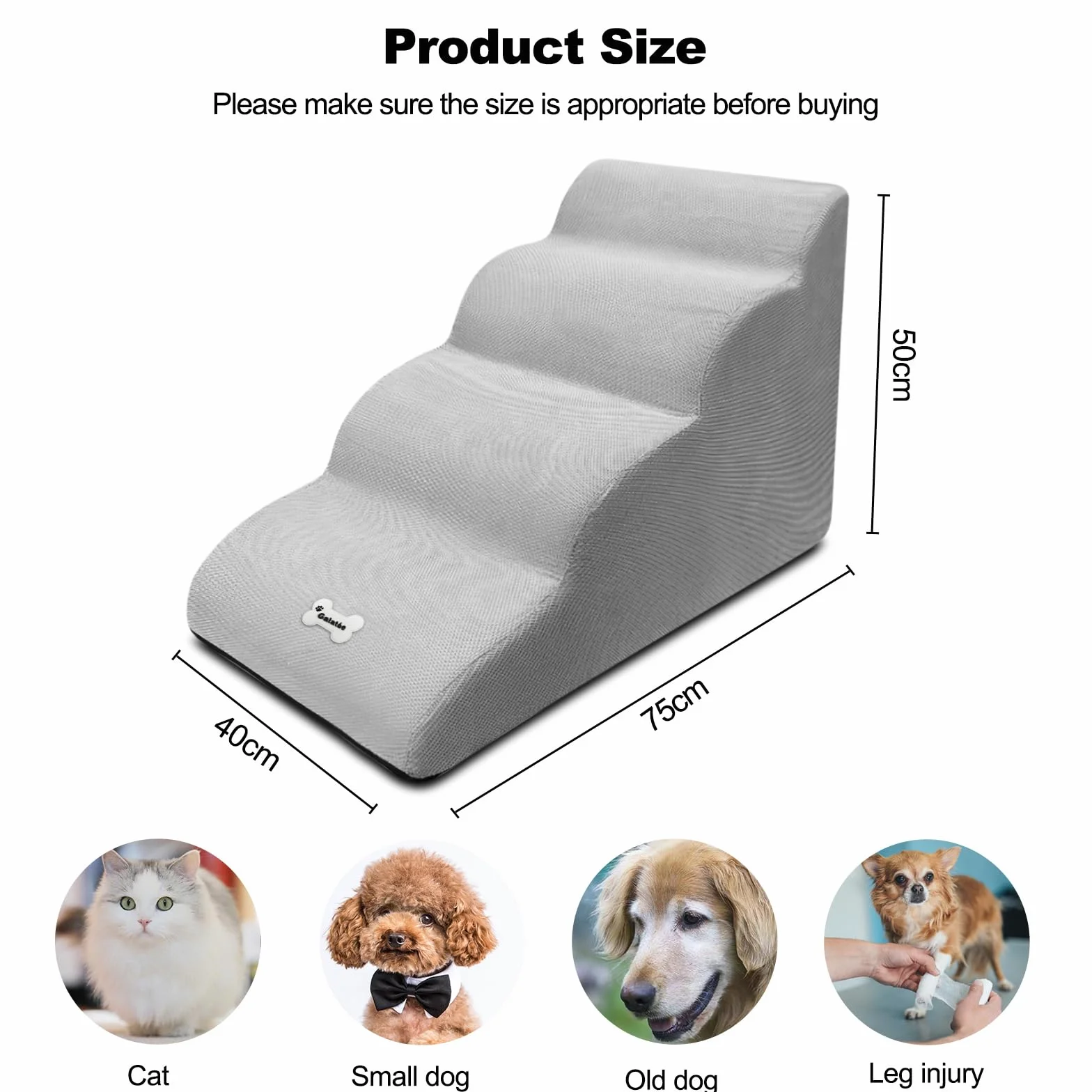 Galatée Scale Per Cani, Scale Per Animali Domestici Rimovibili e Lavabili, Rampa Per Animali Domestici Antiscivolo a 4 Gradini, Passi Per Cani Per Divano Letto Alto(Marrone Scuro)