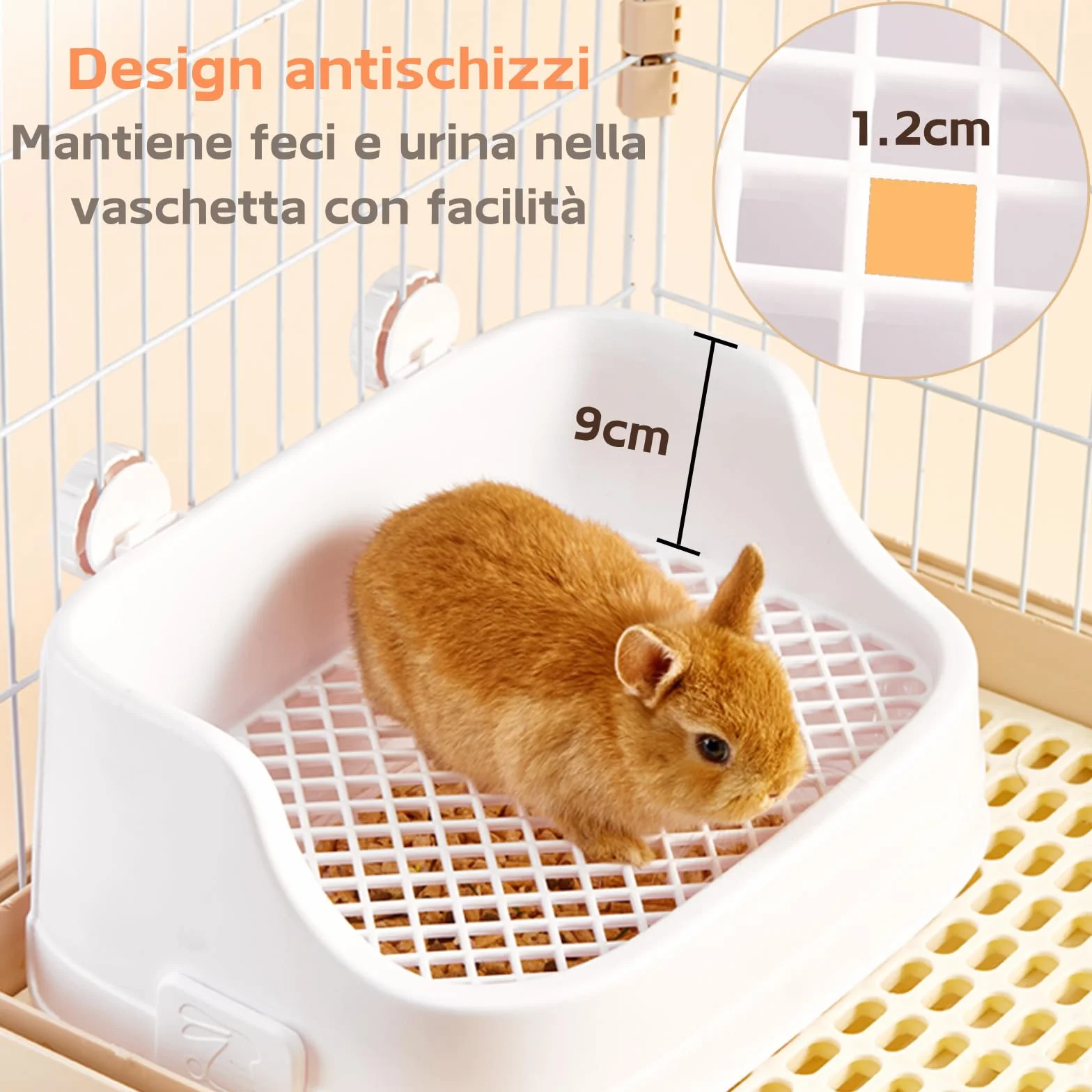 Lettiera Coniglio, Medio Vassoio Rettangolare per Letame Piccoli Animali Staccabile Addestratore Vasino Toilette Gabbie per Animali Domestici Conigli Porcellini d'India Criceti Cincillà (Verde)
