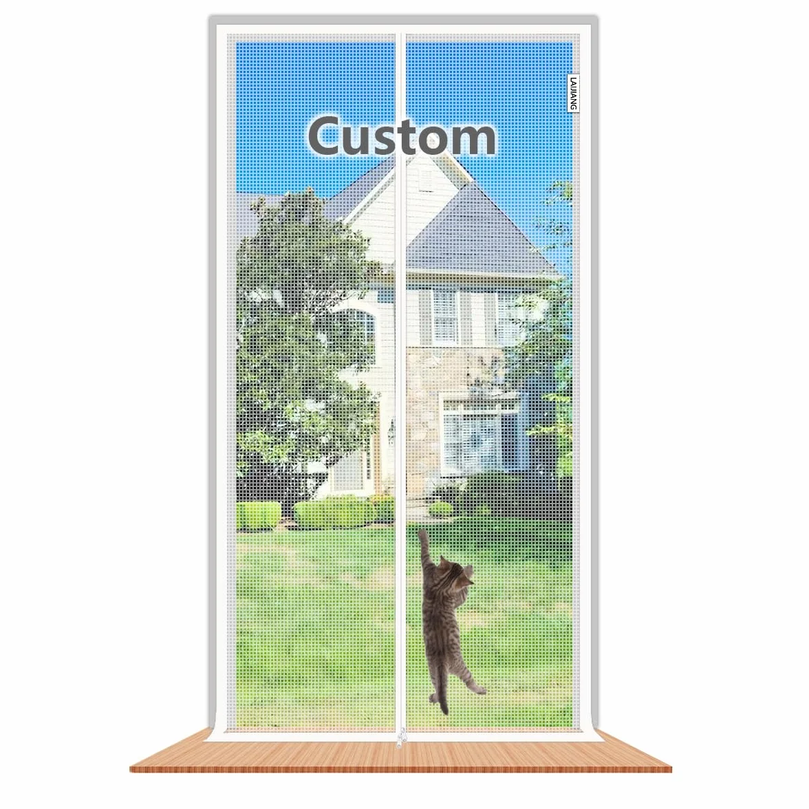 Gatto personalizzato schermo porta fai da te rinforzato Maglia Cerniera creen porta animali domestici prova schermo prevenire Pet Escape porte tende