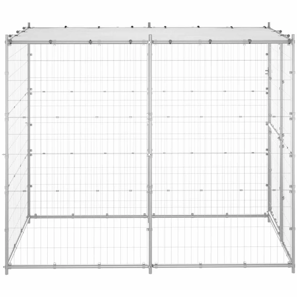 vidaXL Gabbia per Cani da Esterno in Acciaio con Tetto 110x220x180 cm
