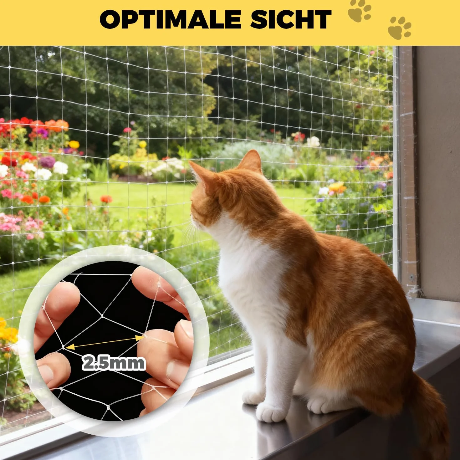 Rete Gatti Trasparente 5x 5m, Rete Anti Uccelli, Rete Anti piccioni, Rete per Gatti, per Tessitura Rete Gatto,Rete per Balcone Esterno,Rete Nylon, Rete da Giardino,Rete Trasparente per balconi
