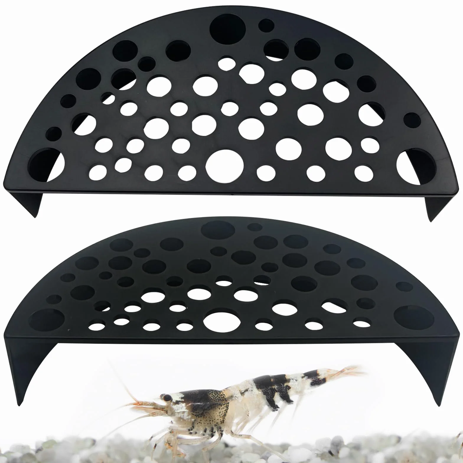 2 Pezzi Nascondigli Gamberetti Creativi, Accessori Acquari Deco, Acquario Tunnel Sotterraneo Semicerchio, Acquario Tunnel, Adatto per Pesci, Gamberetti e Altre Creature Acquatiche (Nero)