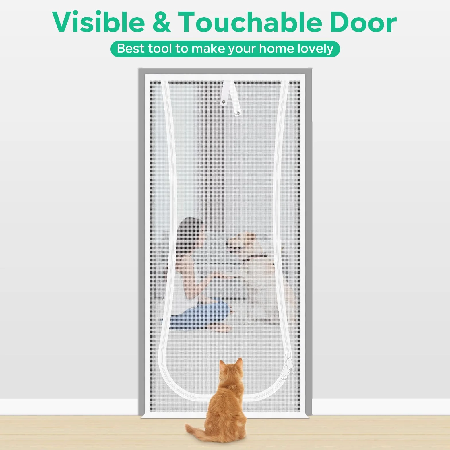 MYPIN Porta Zanzariera per Gatti, 91X208cm con Cerniera per Soggiorno, Camera da Letto, Cucina, Terrazza