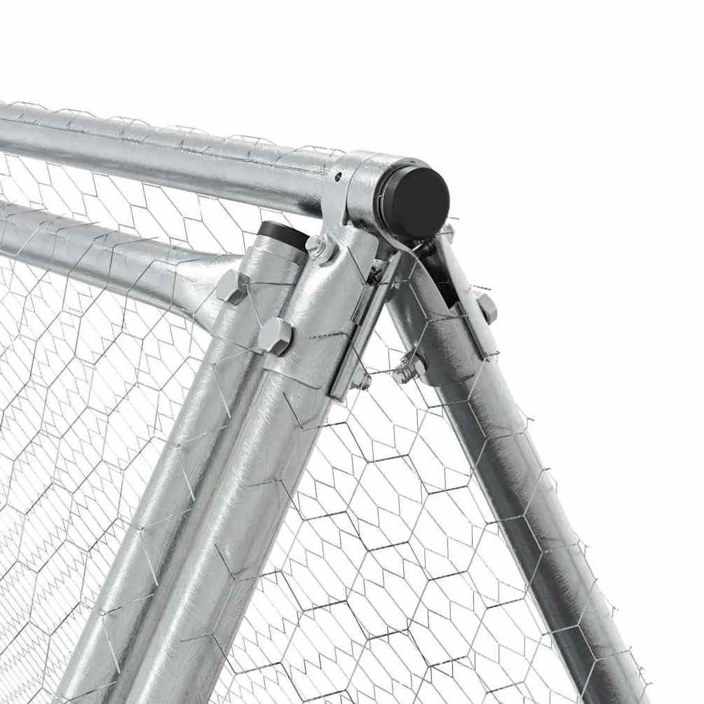 vidaXL Conigliera Argento 400x105x91 cm in Acciaio Zincato gabbia per conigli da esterno casetta per animali casetta per conigli
