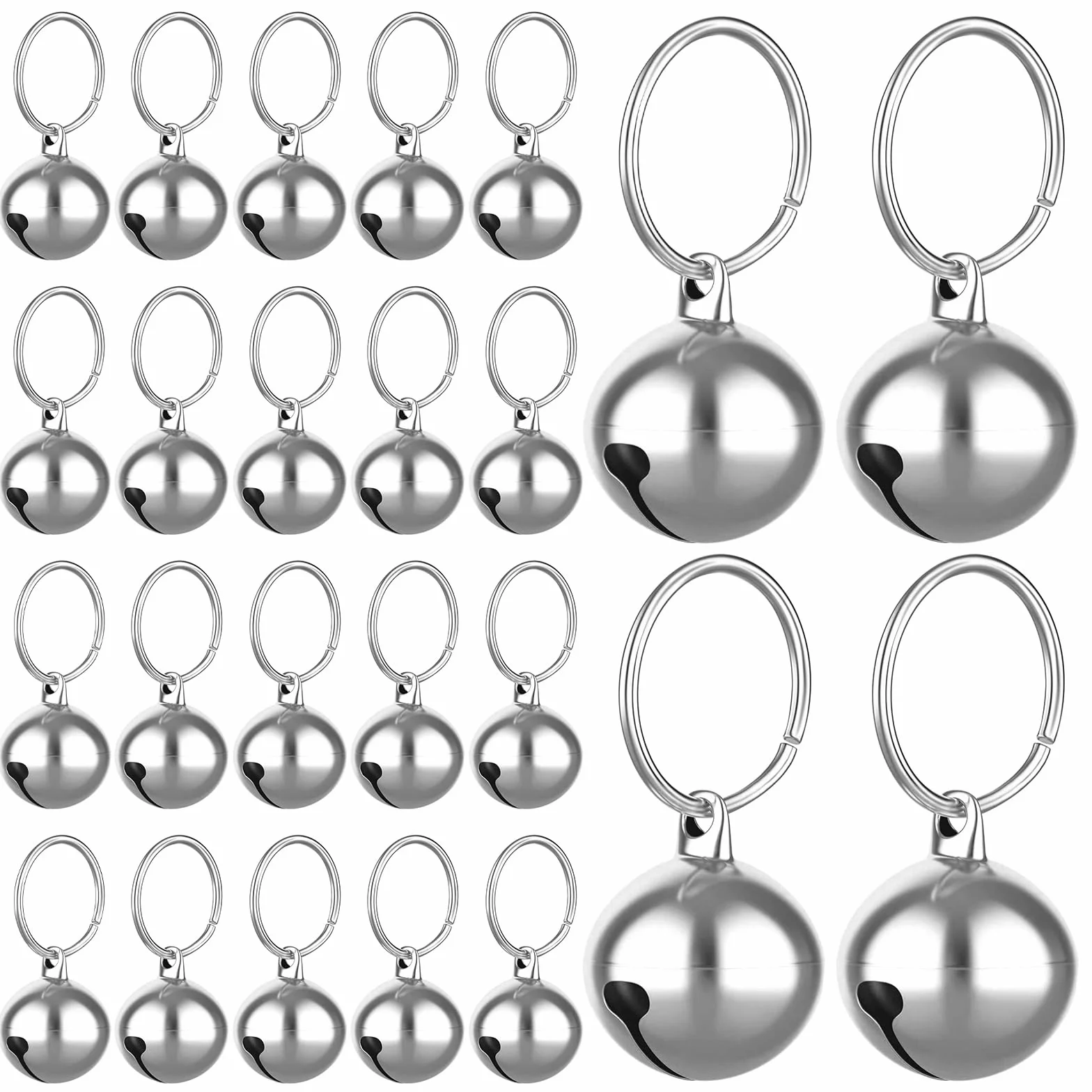 Jingle Bells Metallici 24 Pezzi Campana Collare per Cani e Gatti Fibbie Ciondolo Forte Animali Domestici